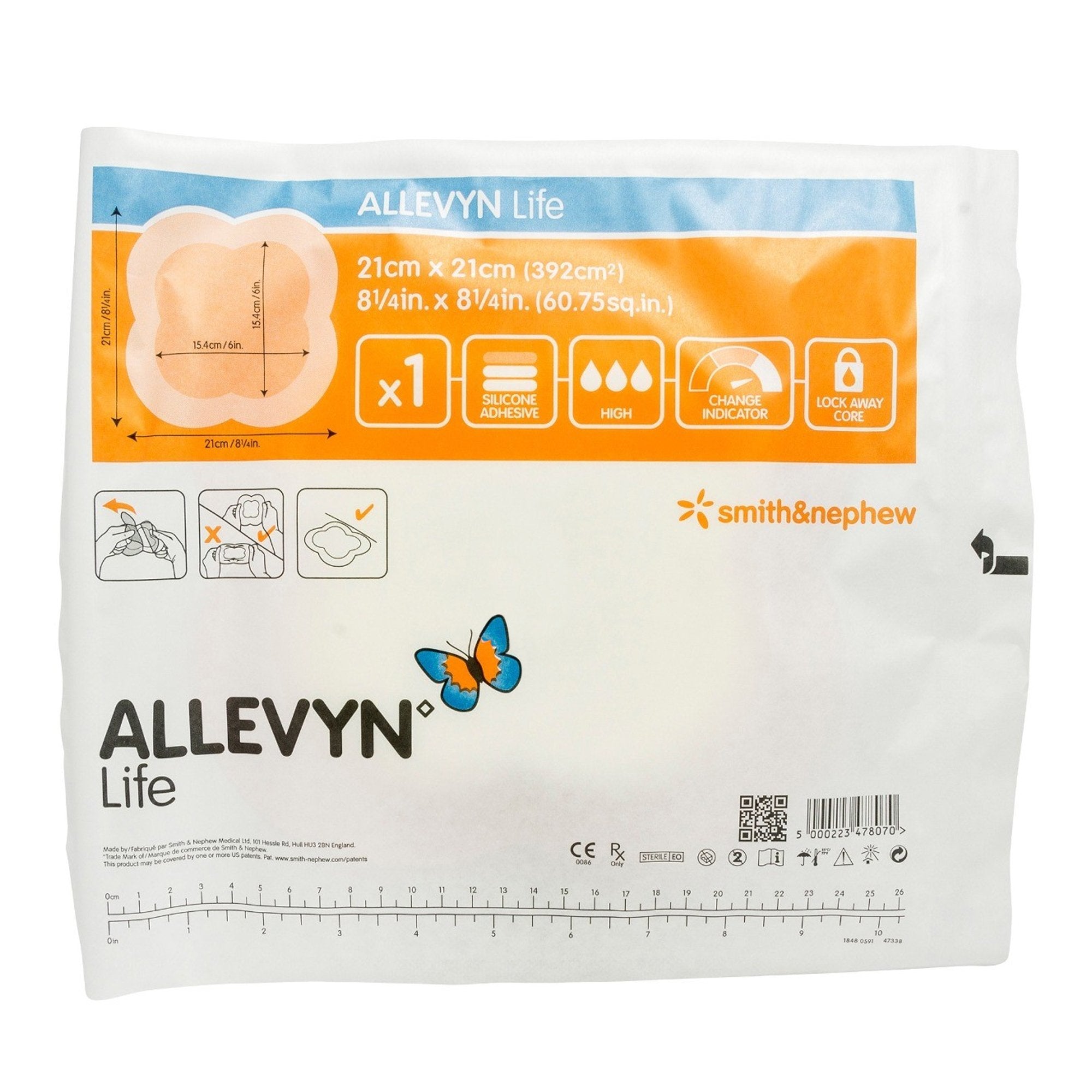 Foam Dressing Allevyn Life 8-1/4 X 8-1/4 Inch With Border Film Backing Silicone Gel Adhesive Quadrilobe Sterile,Packaging Type- Each
