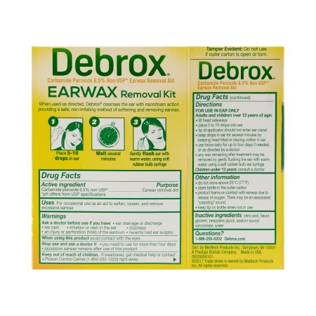 Ear Wax Remover Debrox 0.5 oz. Otic Drops 6.5% Strength Carbamide Peroxide,Packaging Type- Each