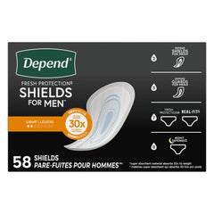 Bladder Control Pad Depend Fresh Protection for Men 5 X 7-1/2 Inch Light Absorbency Sodium Polyacrylate Core One Size Fits Most | 3PK/Case