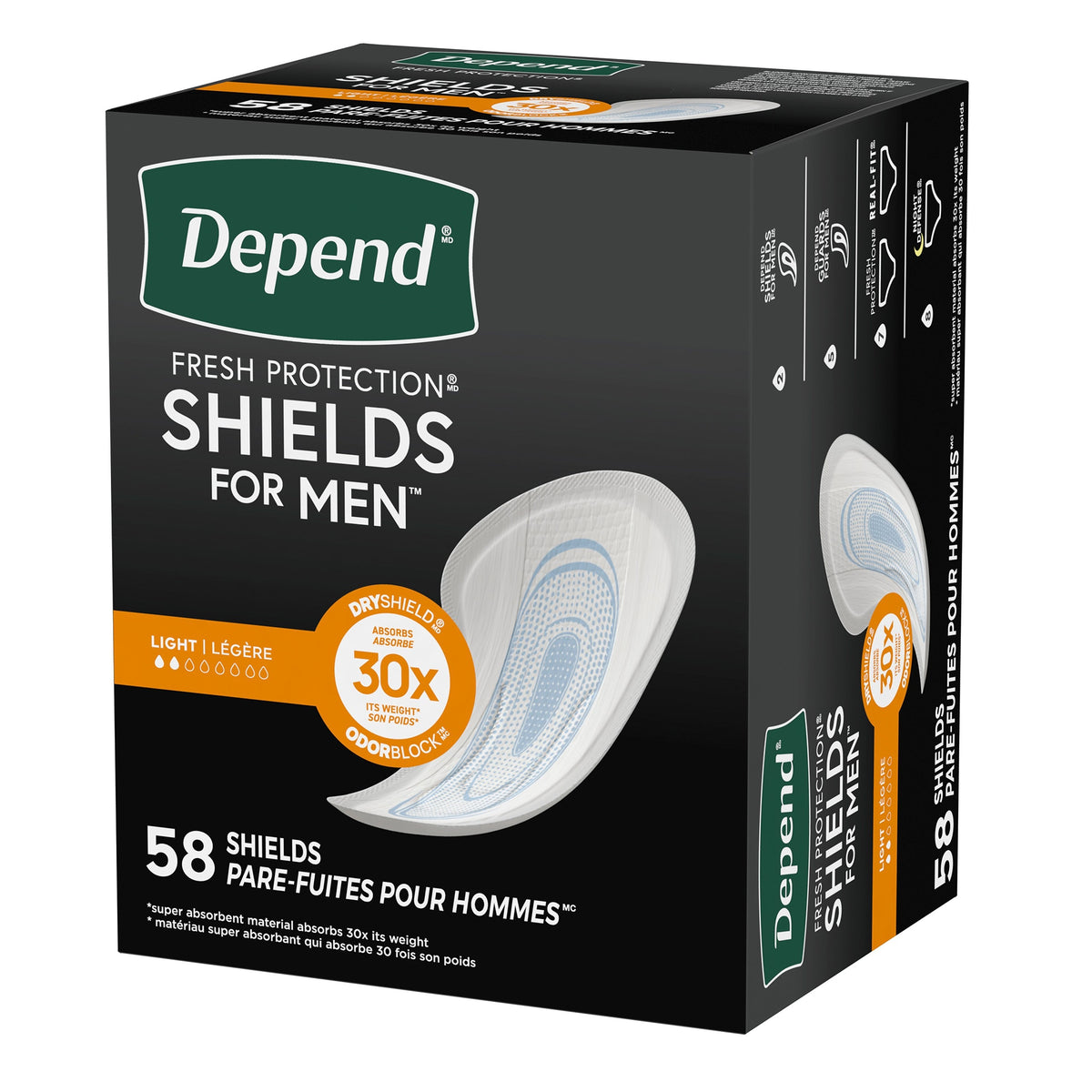 Bladder Control Pad Depend Fresh Protection for Men 5 X 7-1/2 Inch Light Absorbency Sodium Polyacrylate Core One Size Fits Most | 3PK/Case