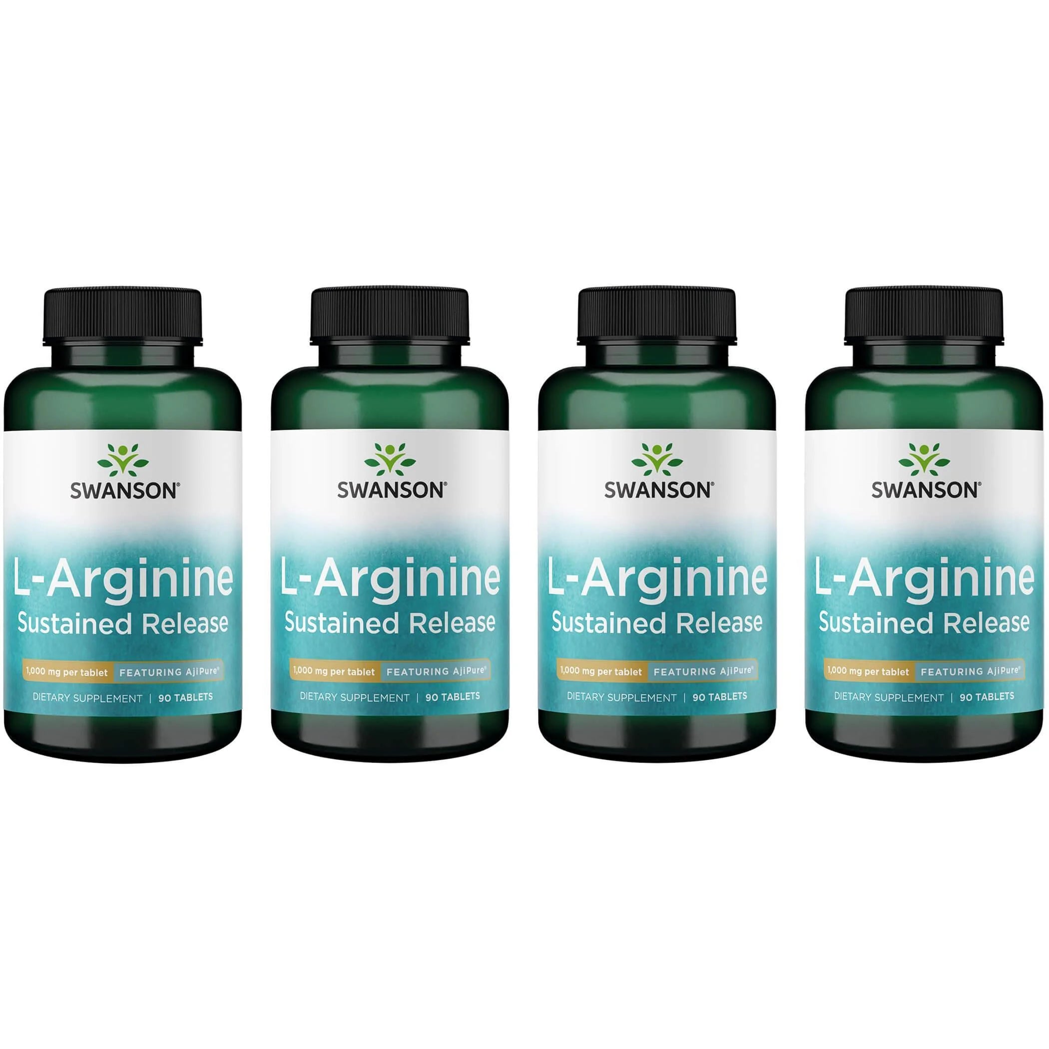 Swanson L-Arginine Sustained Release - Featuring Ajipure 1,000 Mg 90 Tabs 4 Pack