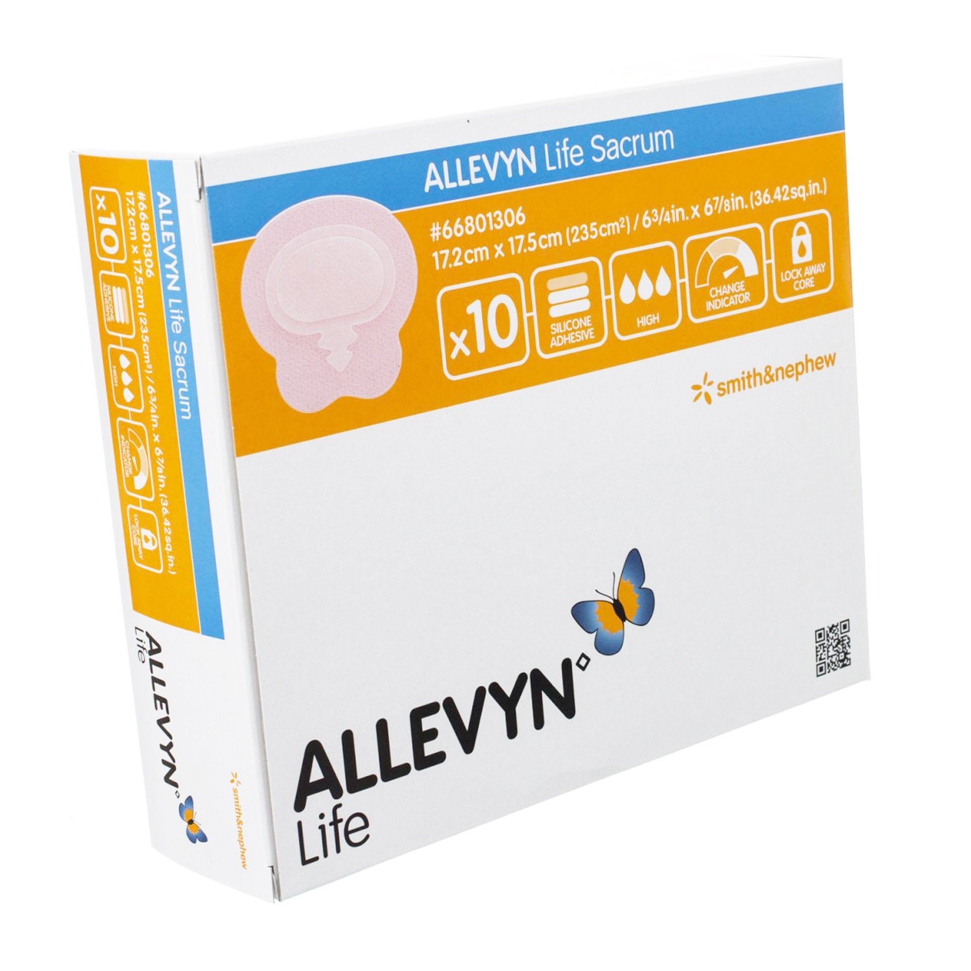 Foam Dressing Allevyn Life 6-3/4 X 6-7/8 Inch With Border Film Backing Silicone Gel Adhesive Sacral Sterile,  Packaging Type- Box