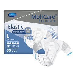 Unisex Adult Incontinence Brief MoliCare Premium Elastic 6D Large Disposable Moderate Absorbency Large · Case of 90