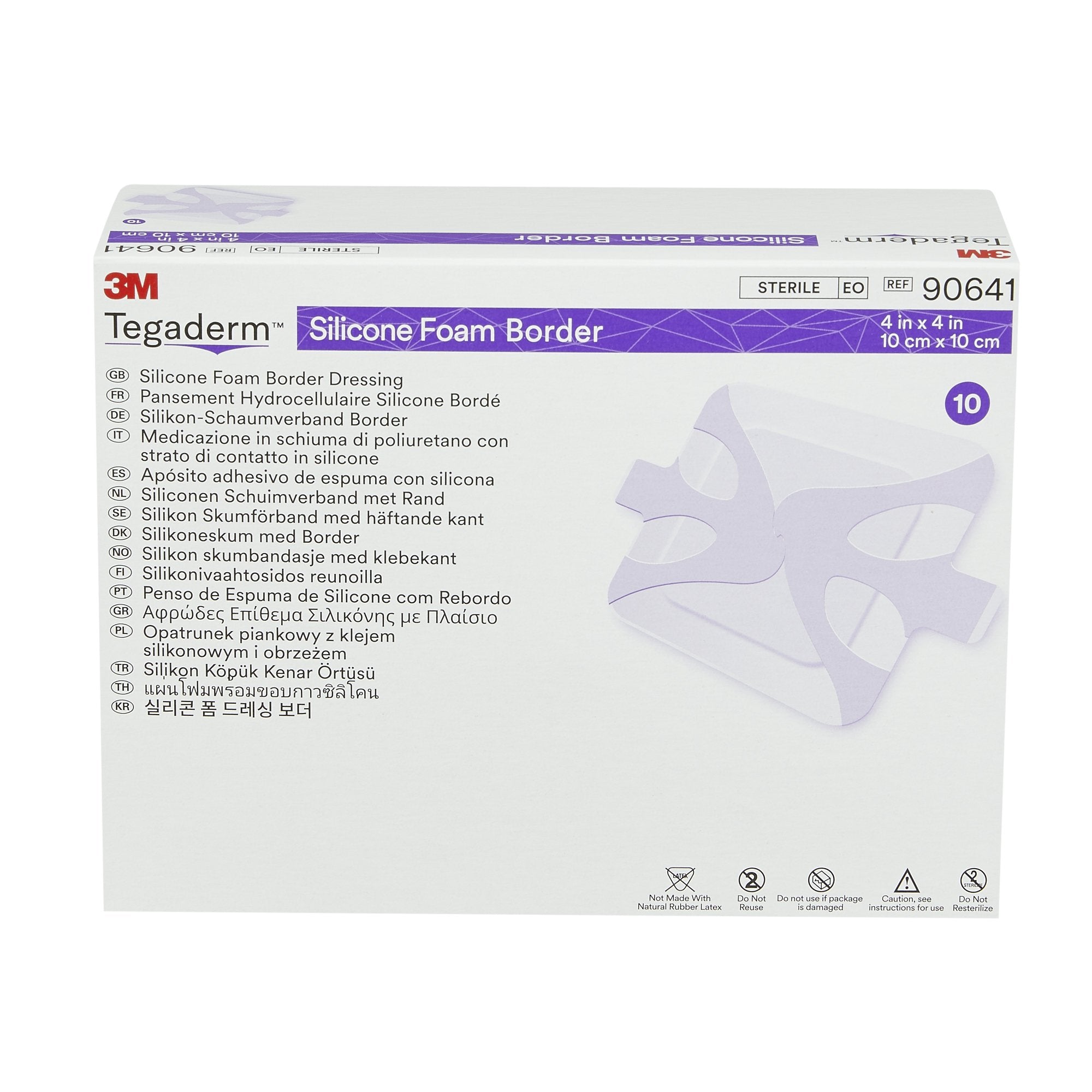 Foam Dressing 3M Tegaderm 4 X 4 Inch With Border Film Backing Silicone Adhesive Square Sterile,Packaging Type- Each