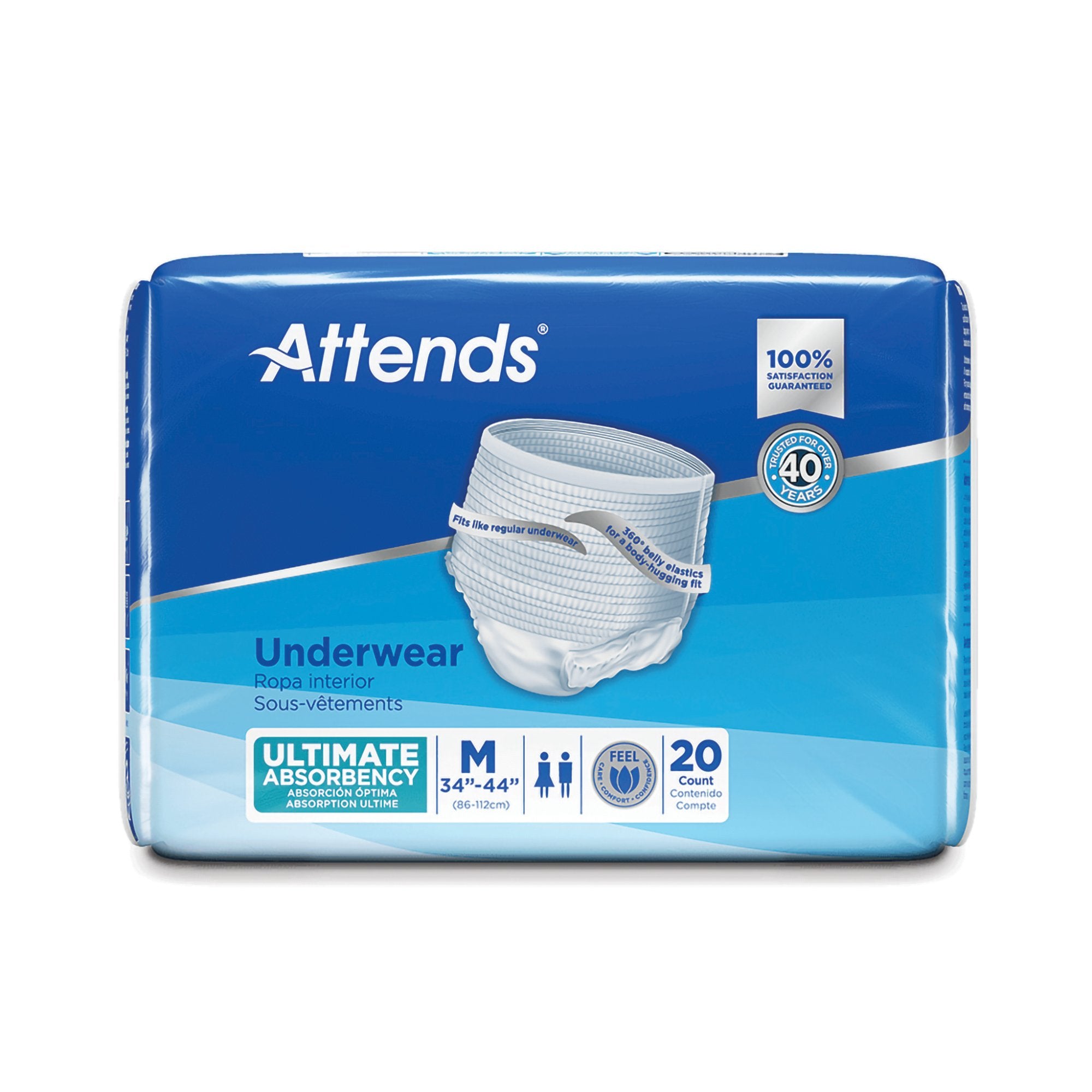 Unisex Adult Absorbent Underwear Attends Advanced Pull On with Tear Away Seams Medium Disposable Heavy Absorbency, Packaging Type- Case