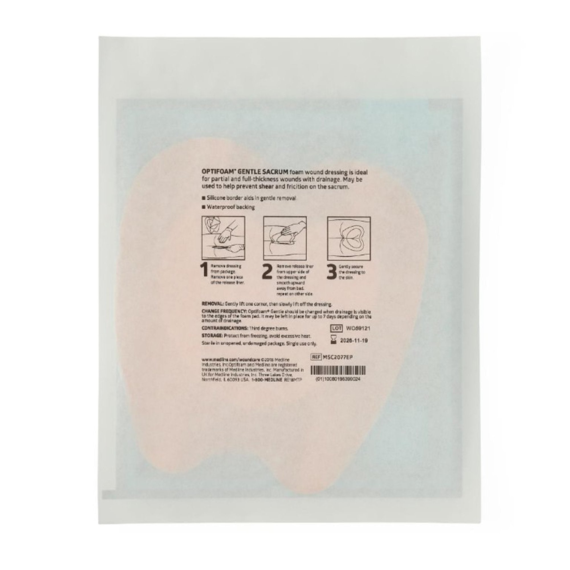 Foam Dressing Optifoam Gentle 7 X 8 Inch With Border Waterproof Backing Silicone Border Sacral Sterile,Packaging Type- Each