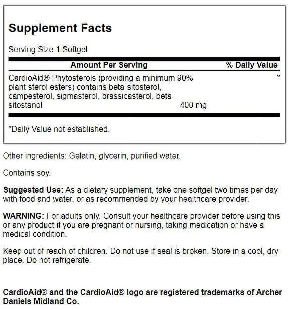 Swanson Maximum Strength Plant Sterols - Featuring Cardioaid Phytosterols, Helps Maintain Healthy Cholesterol Levels, 60 Softgels