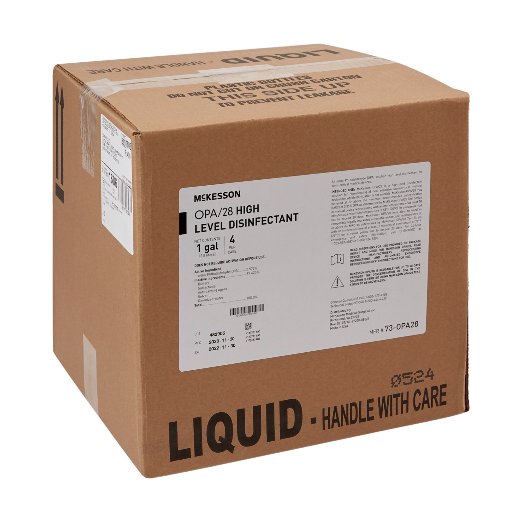 OPA High-Level Disinfectant McKesson OPA/28 RTU Liquid 1 gal. Jug Reusable, Packaging Type- Each