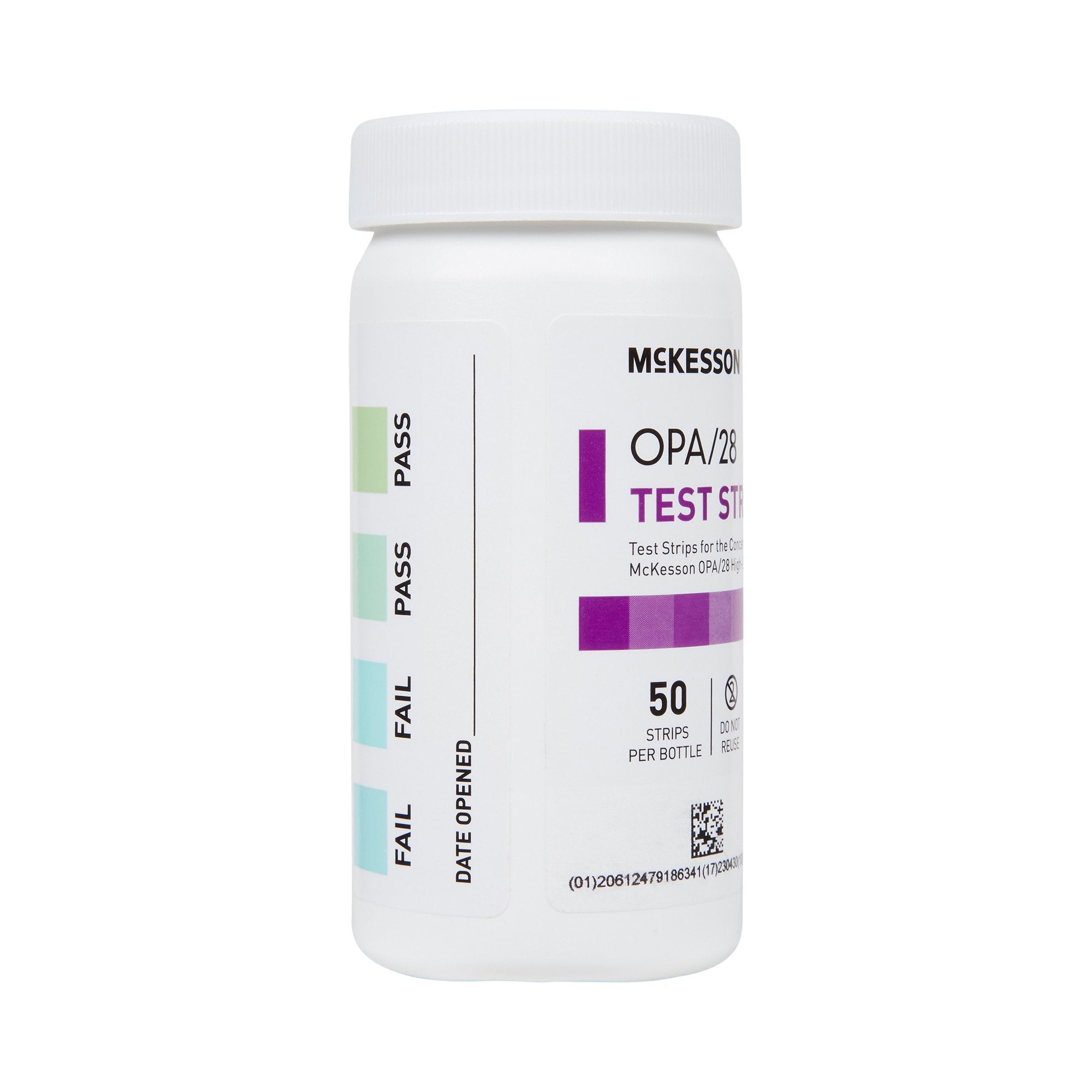 OPA Concentration Indicator McKesson OPA/28 Pad 50 Test Strips Bottle Single Use, Packaging Type- Case