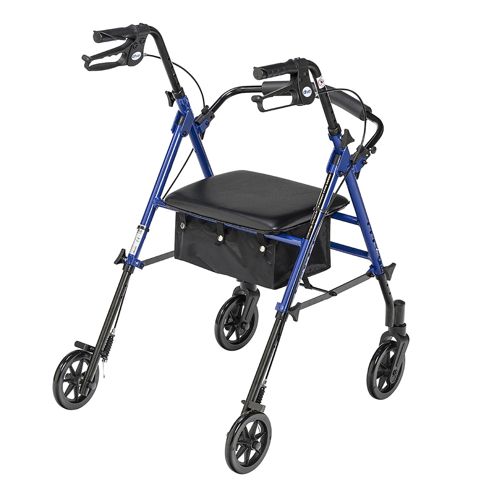 4 Wheel Rollator drive Blue Adjustable Height / Folding Aluminum Frame,Packaging Type- Each
