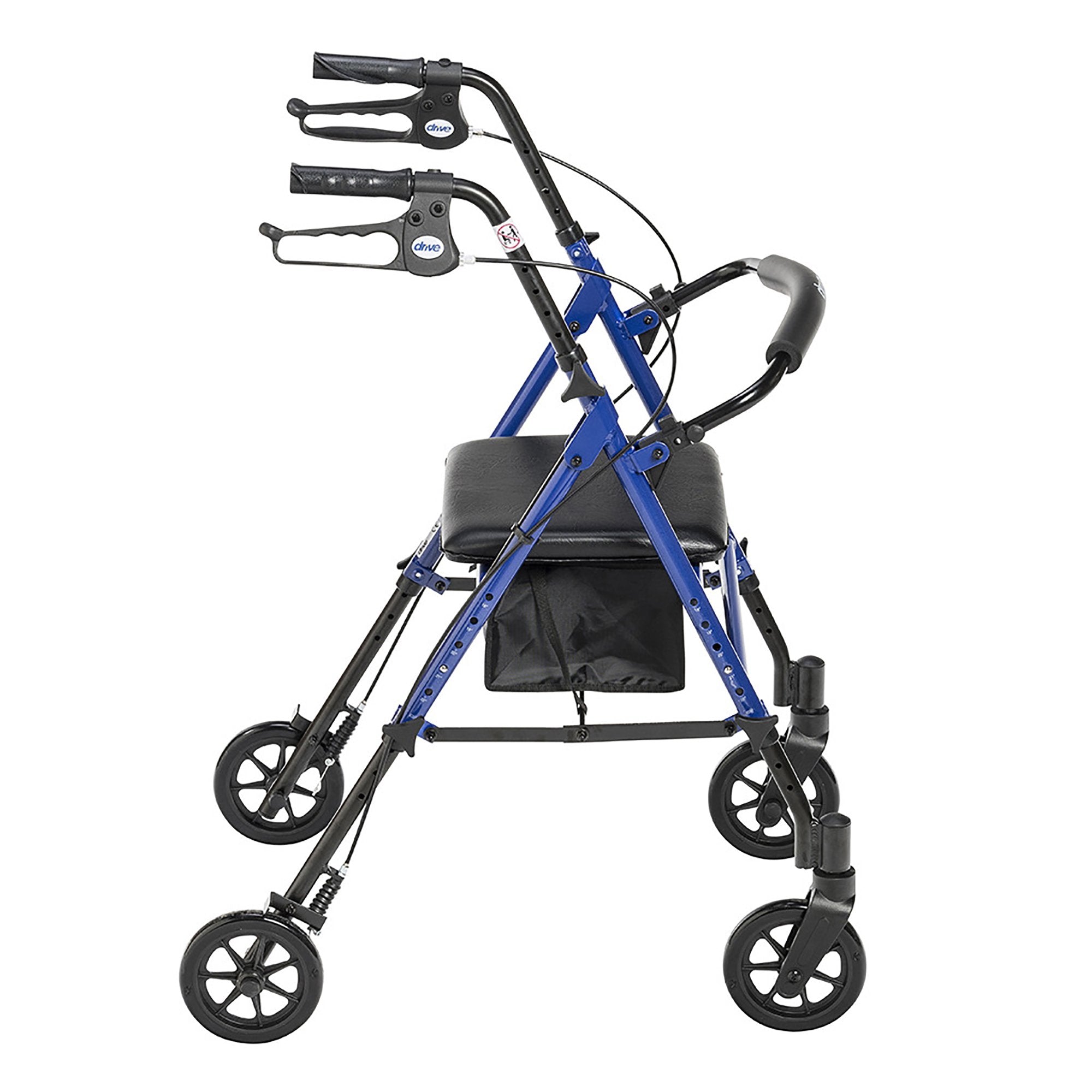 4 Wheel Rollator drive Blue Adjustable Height / Folding Aluminum Frame,Packaging Type- Each