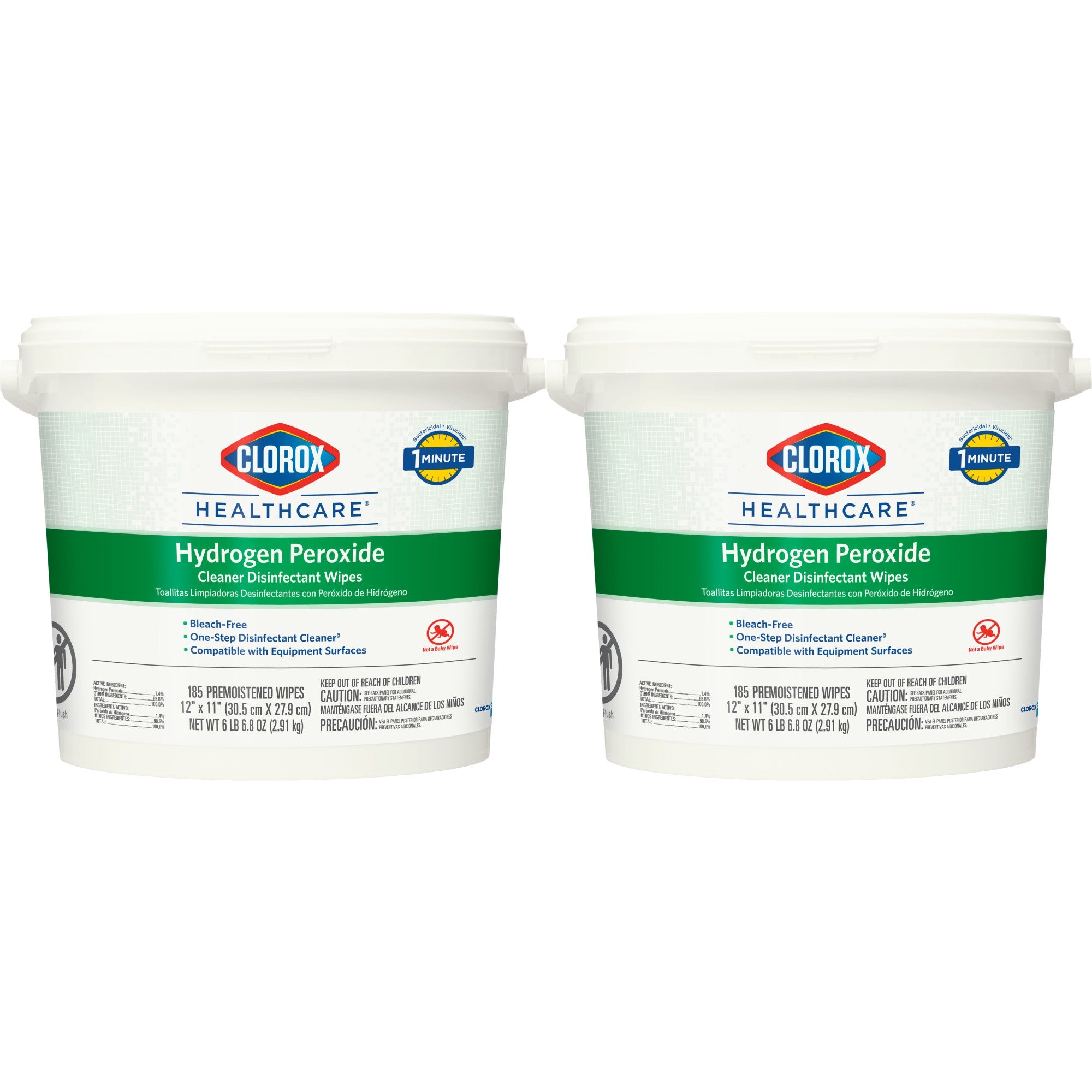 Clorox Healthcare Surface Disinfectant Cleaner Premoistened Hydrogen Peroxide Based Manual Pull Wipe 185 Count Pail Unscented NonSterile | 2CT/Case