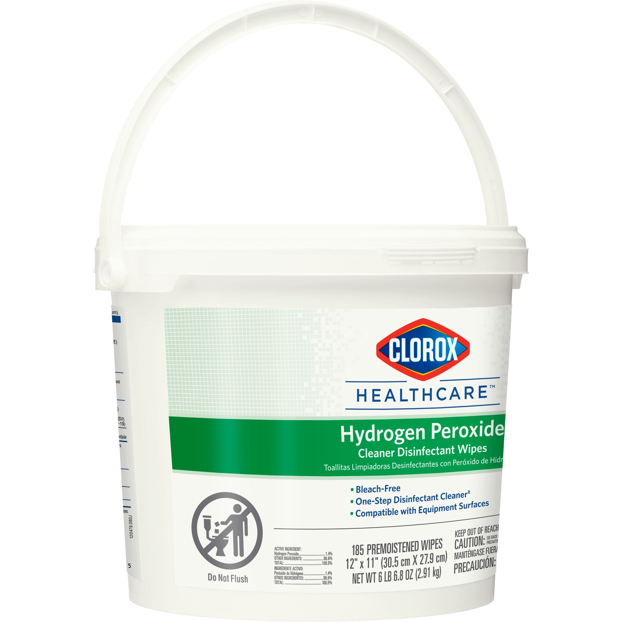 Clorox Healthcare Surface Disinfectant Cleaner Premoistened Hydrogen Peroxide Based Manual Pull Wipe 185 Count Pail Unscented NonSterile | 2CT/Case