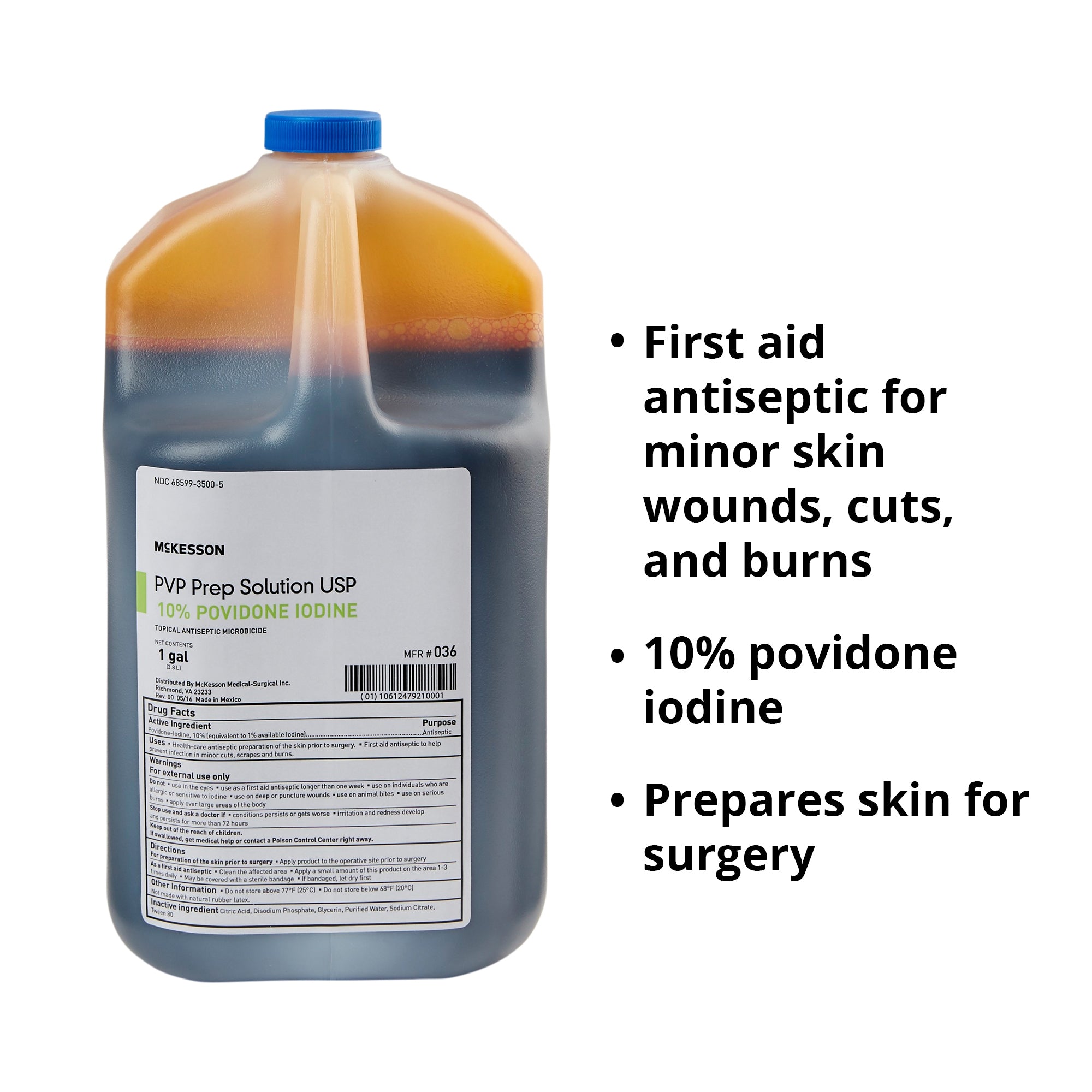 Skin Prep Solution McKesson 1 gal. Jug 10% Strength Povidone-Iodine NonSterile