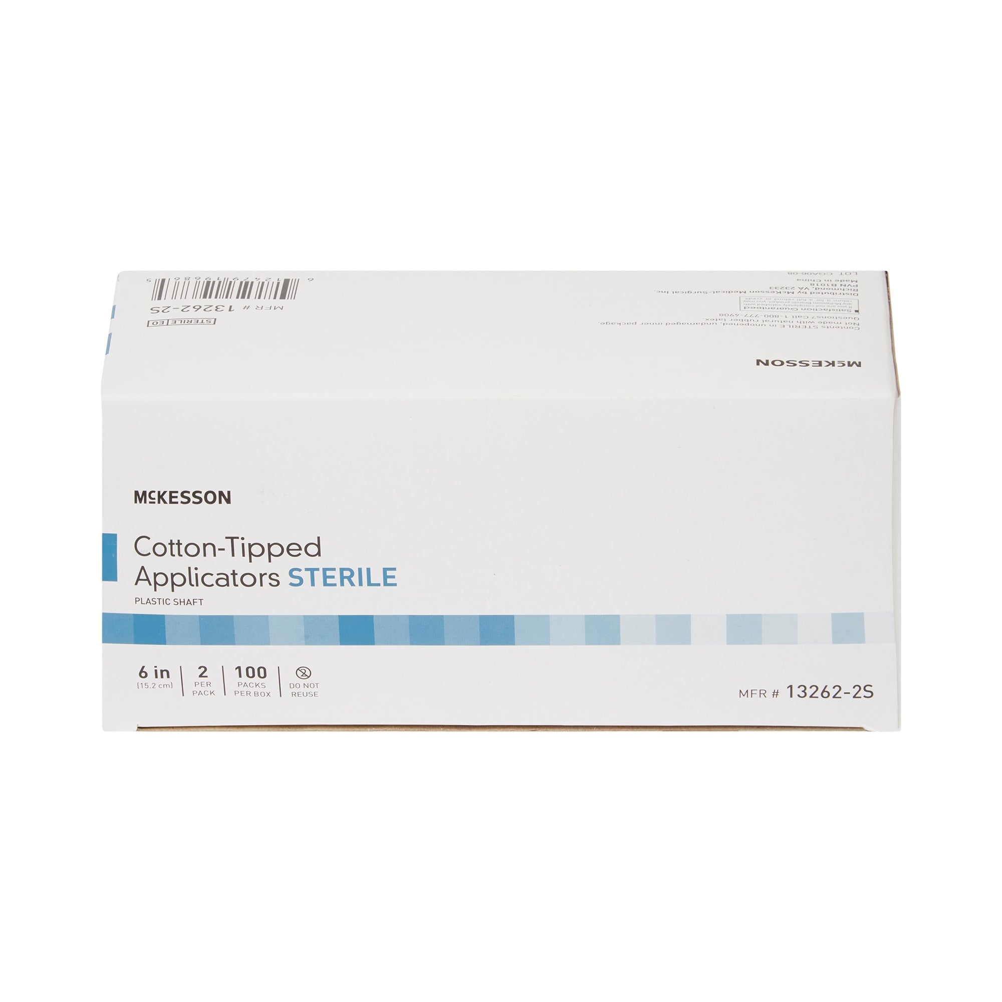 Hisopo McKesson con punta de algodón, mango de plástico, 6 pulgadas, estéril, 2 por paquete, tipo de embalaje: caja