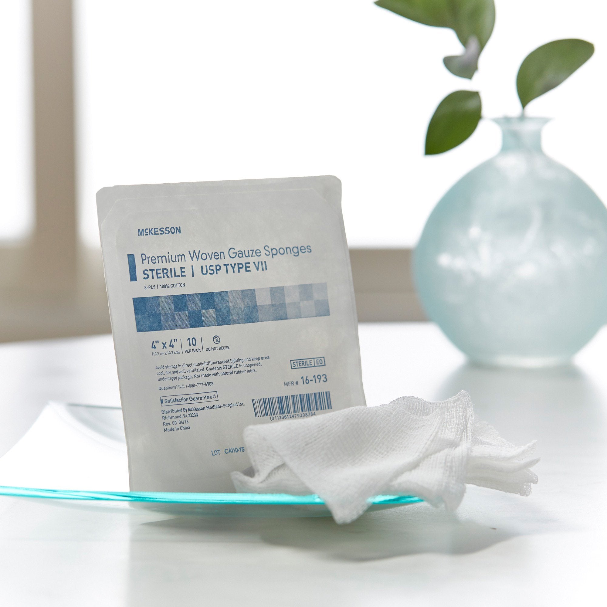 Gauze Sponge McKesson 4 X 4 Inch 8-Ply Sterile 10 per Tray, Packaging Type- Case