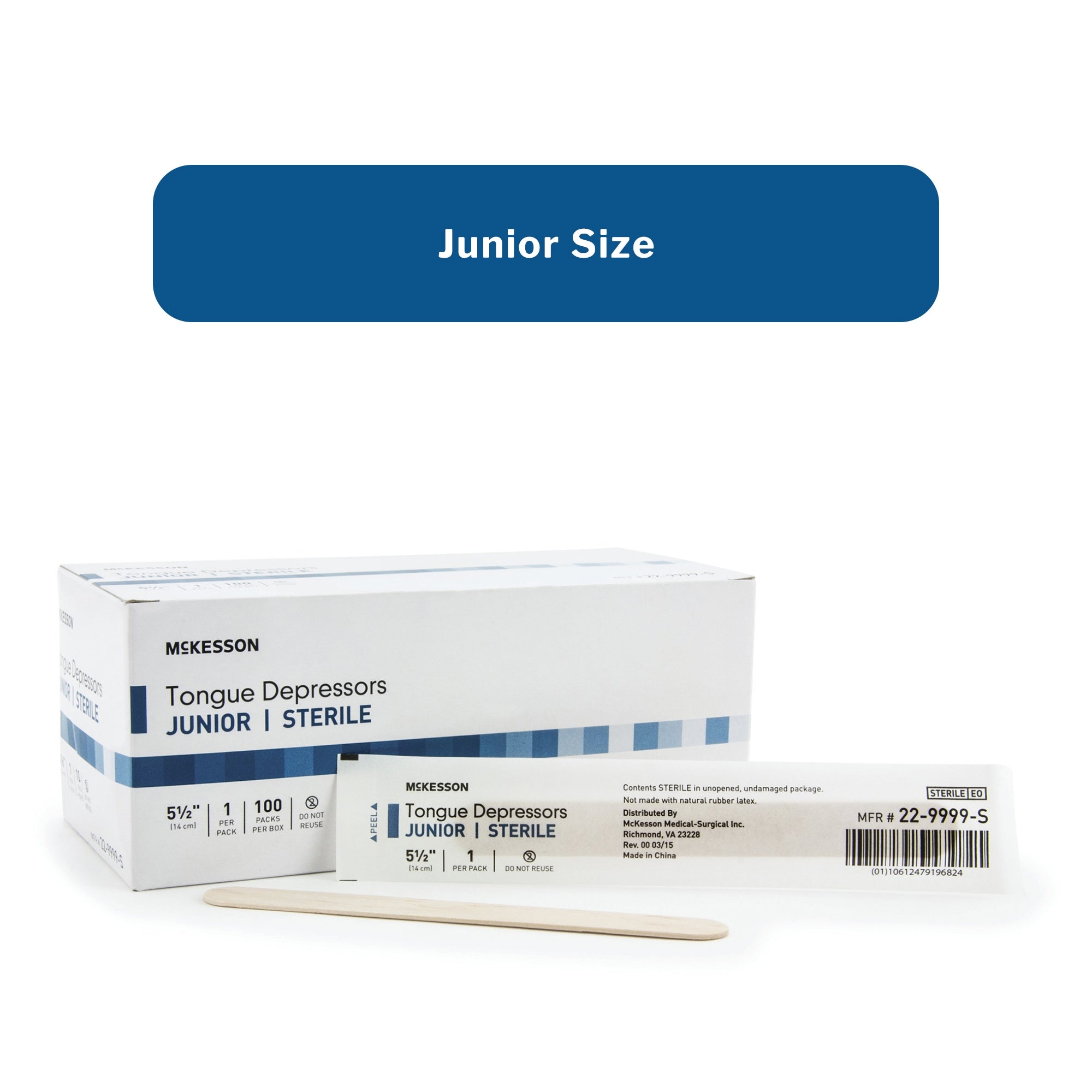 Tongue Depressor McKesson 5-1/2 Inch Length Wood Junior, Packaging Type- Case