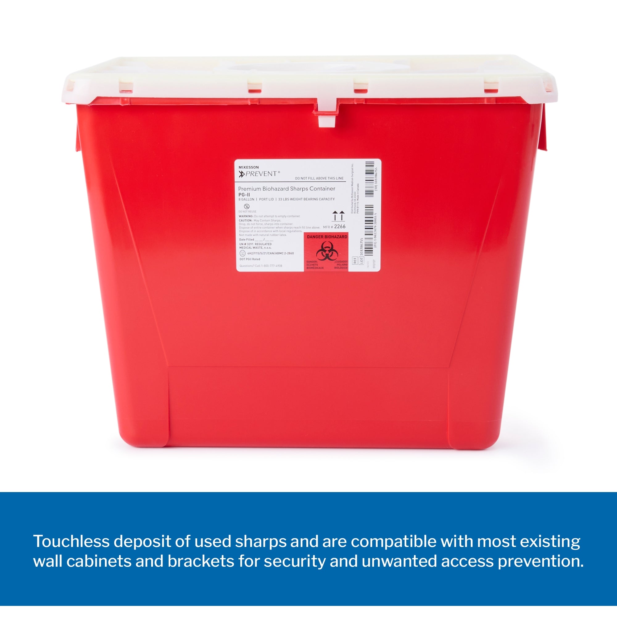 Sharps Container McKesson Prevent Red Base 13-1/2 H X 17-3/10 W X 13 L Inch Vertical Entry 8 Gallon, Packaging Type- Case