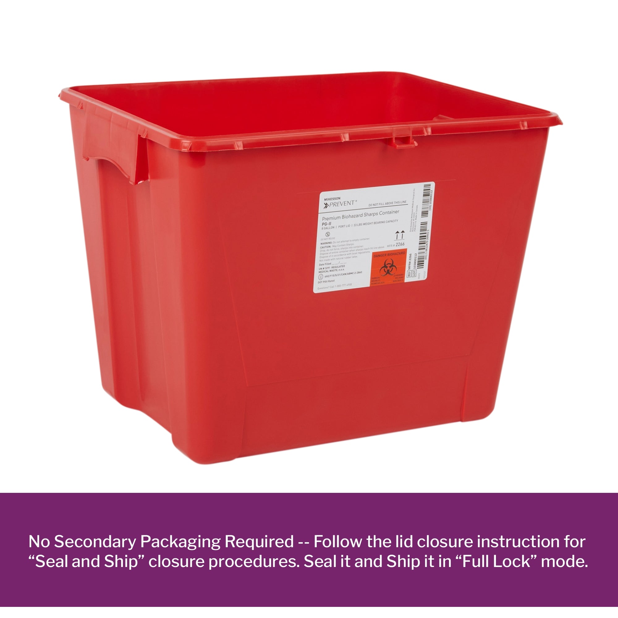 Sharps Container McKesson Prevent Red Base 13-1/2 H X 17-3/10 W X 13 L Inch Vertical Entry 8 Gallon, Packaging Type- Case