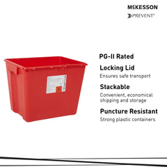 Sharps Container McKesson Prevent Red Base 13-1/2 H X 17-3/10 W X 13 L Inch Vertical Entry 8 Gallon, Packaging Type- Case