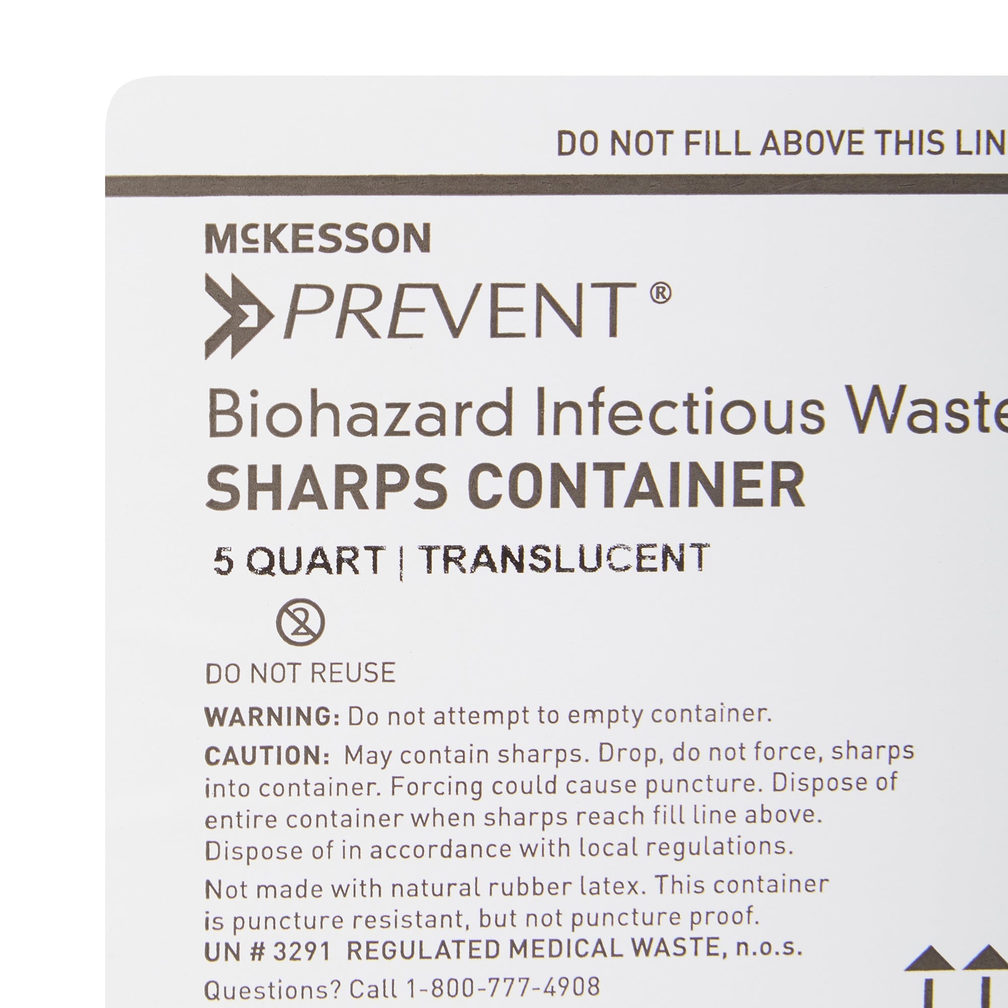 Sharps Container McKesson Prevent Translucent Base 10-3/4 H X 10-1/2 W X 4-3/4 D Inch Horizontal Entry 1.25 Gallon, Packaging Type- Case