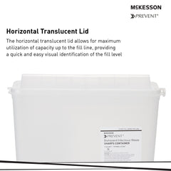 Sharps Container McKesson Prevent Translucent Base 10-3/4 H X 10-1/2 W X 4-3/4 D Inch Horizontal Entry 1.25 Gallon, Packaging Type- Case