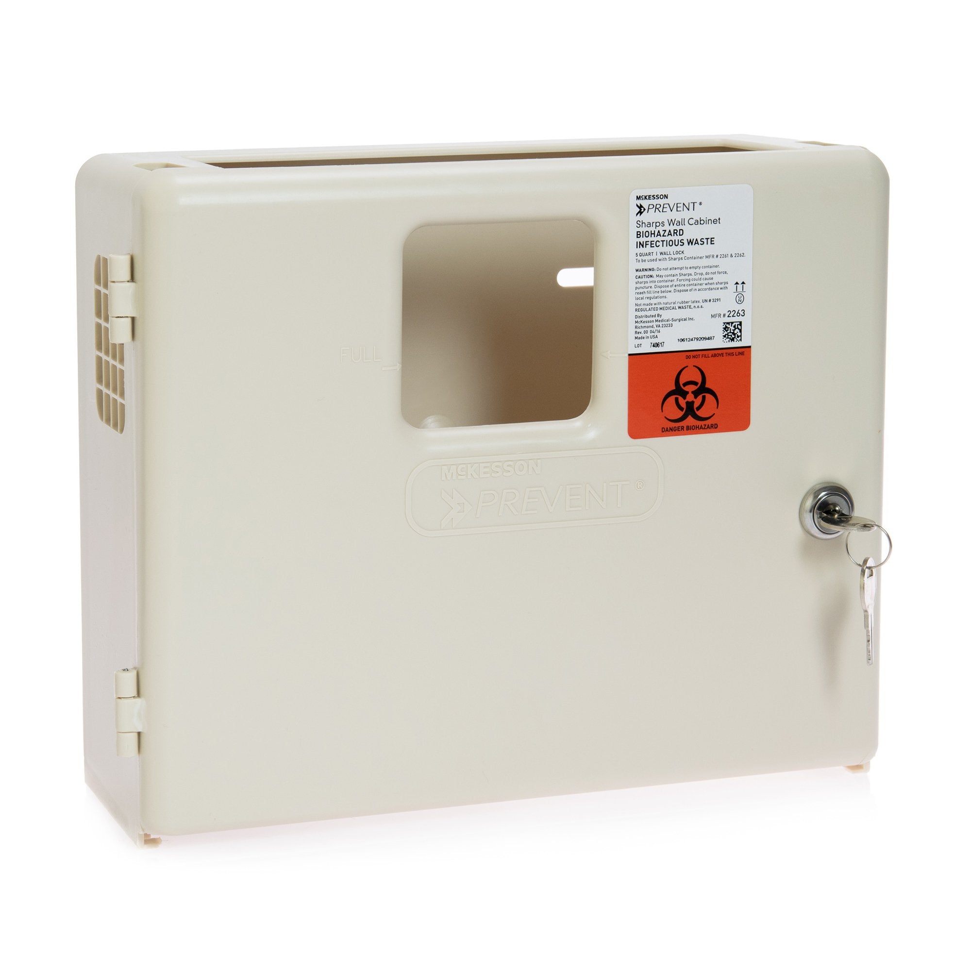 Sharps Container Cabinet / Wall Enclosure McKesson Prevent High Impact Polystyrene Wall Mount Locking, Packaging Type- Each