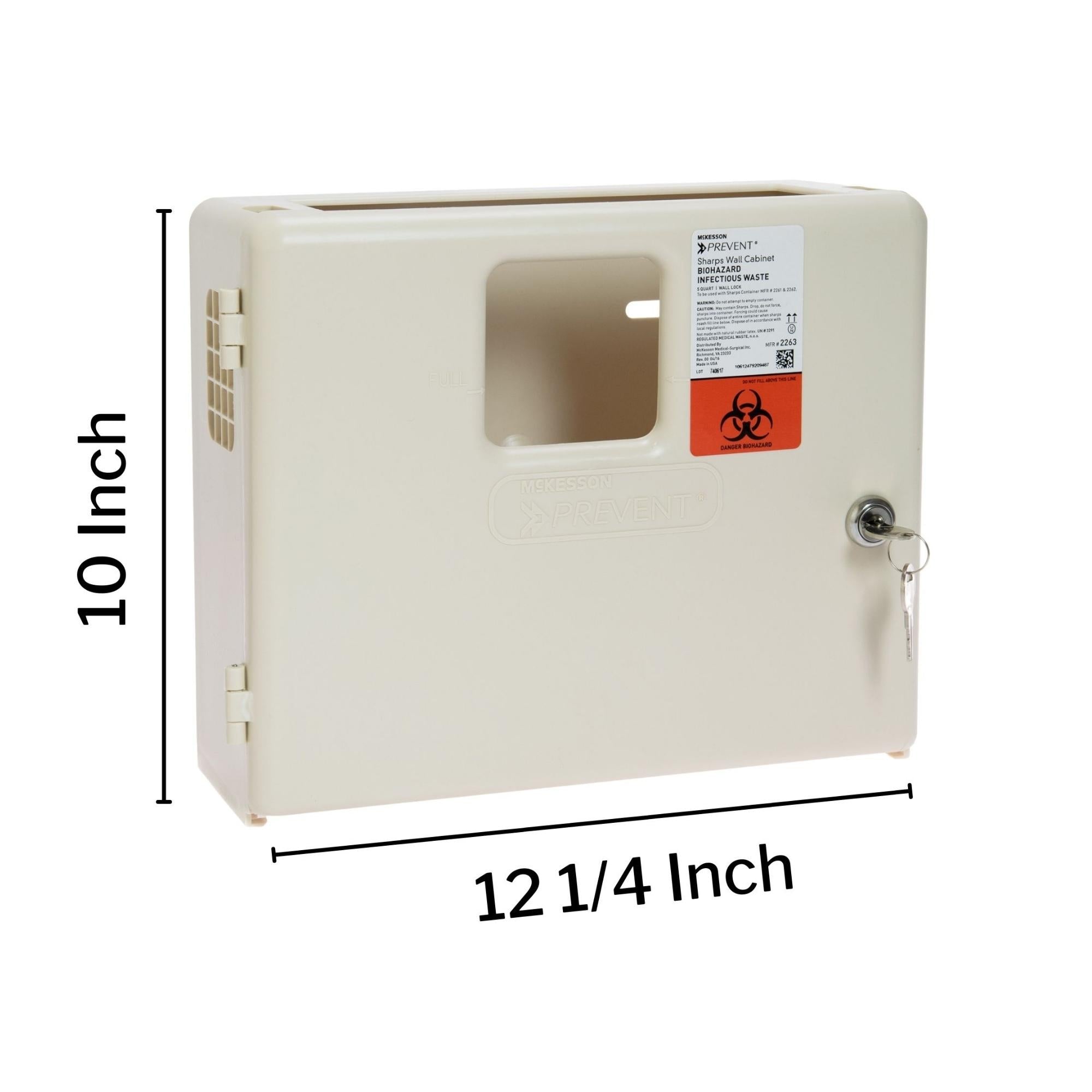 Sharps Container Cabinet / Wall Enclosure McKesson Prevent High Impact Polystyrene Wall Mount Locking, Packaging Type- Case