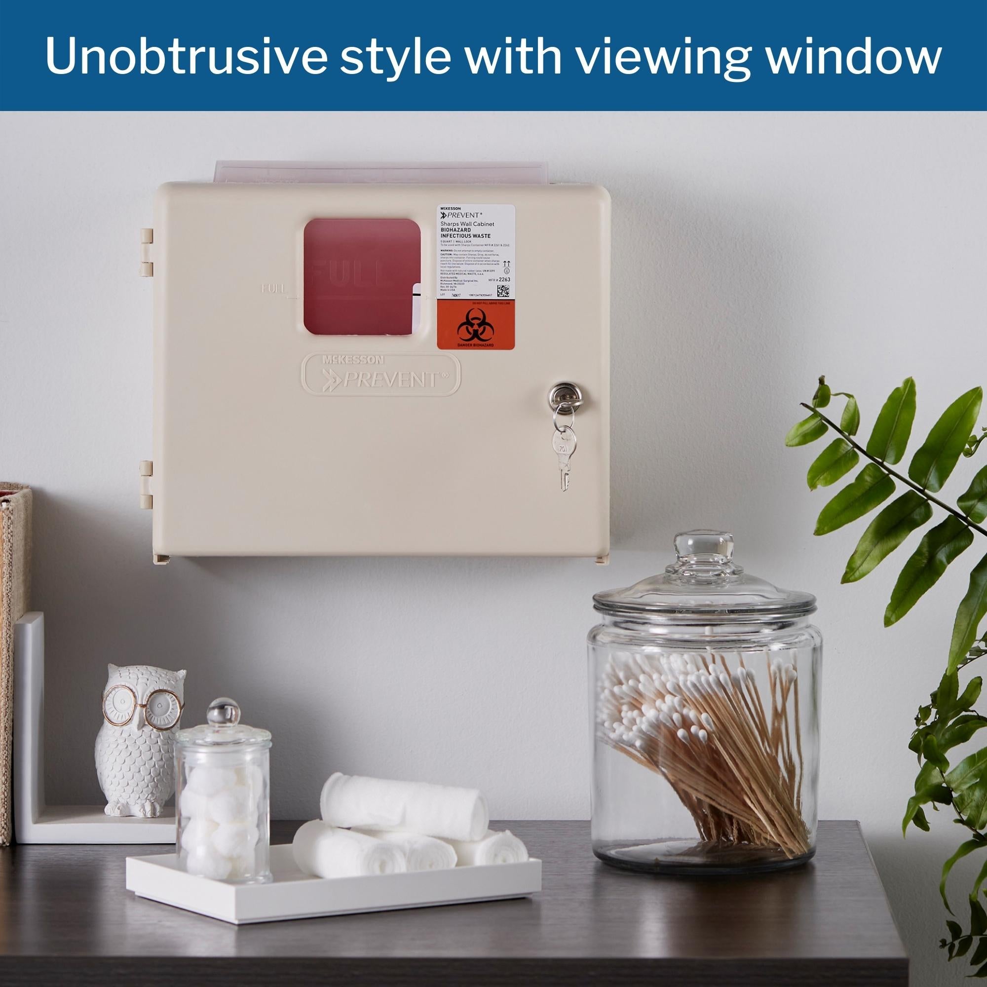 Sharps Container Cabinet / Wall Enclosure McKesson Prevent High Impact Polystyrene Wall Mount Locking, Packaging Type- Case