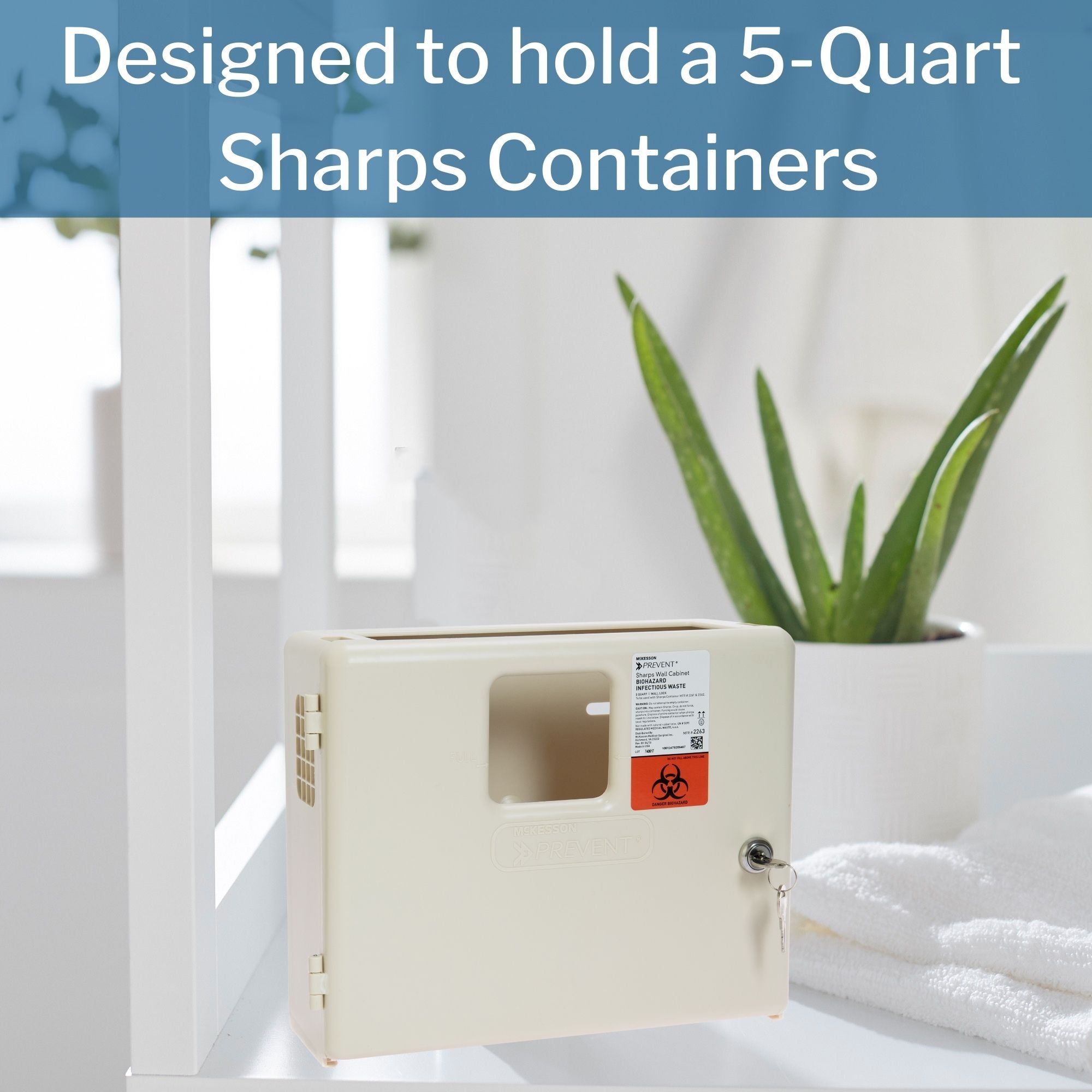 Sharps Container Cabinet / Wall Enclosure McKesson Prevent High Impact Polystyrene Wall Mount Locking, Packaging Type- Each