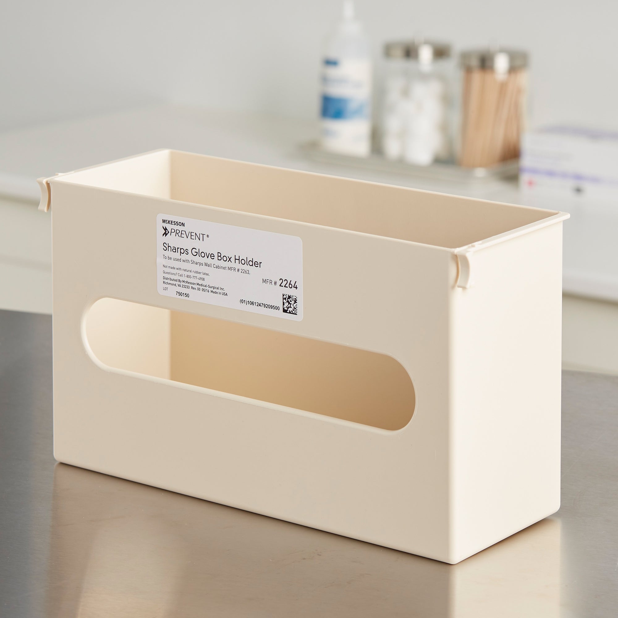 Glove Box Holder McKesson Prevent Vertical Mounted 1-Box Capacity Putty 3-7/8 X 6-1/2 X 11 Inch Plastic, Packaging Type- Case