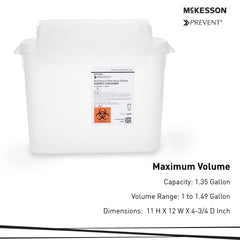 Sharps Container McKesson Prevent Translucent Base 11 H X 12 W X 4-3/4 D Inch Horizontal Entry 1.35 Gallon, Packaging Type- Case