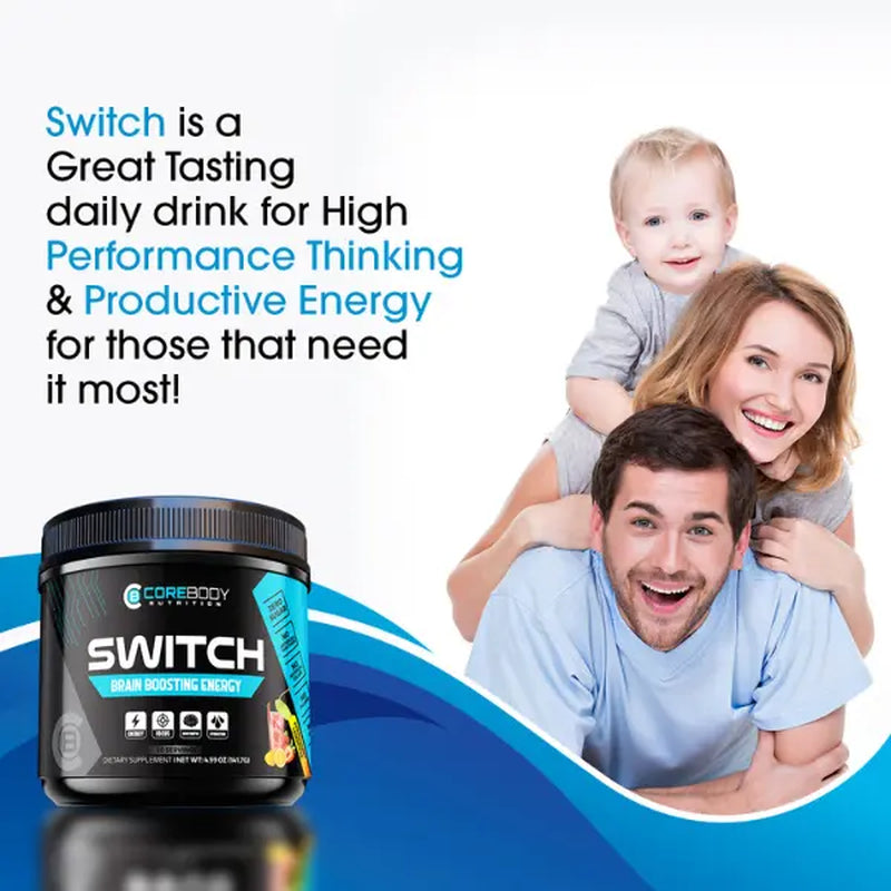 Switch Clean Energy and Focus Drink Mix | Clean Preworkout, Calm L-Theanine, Ashwagandha