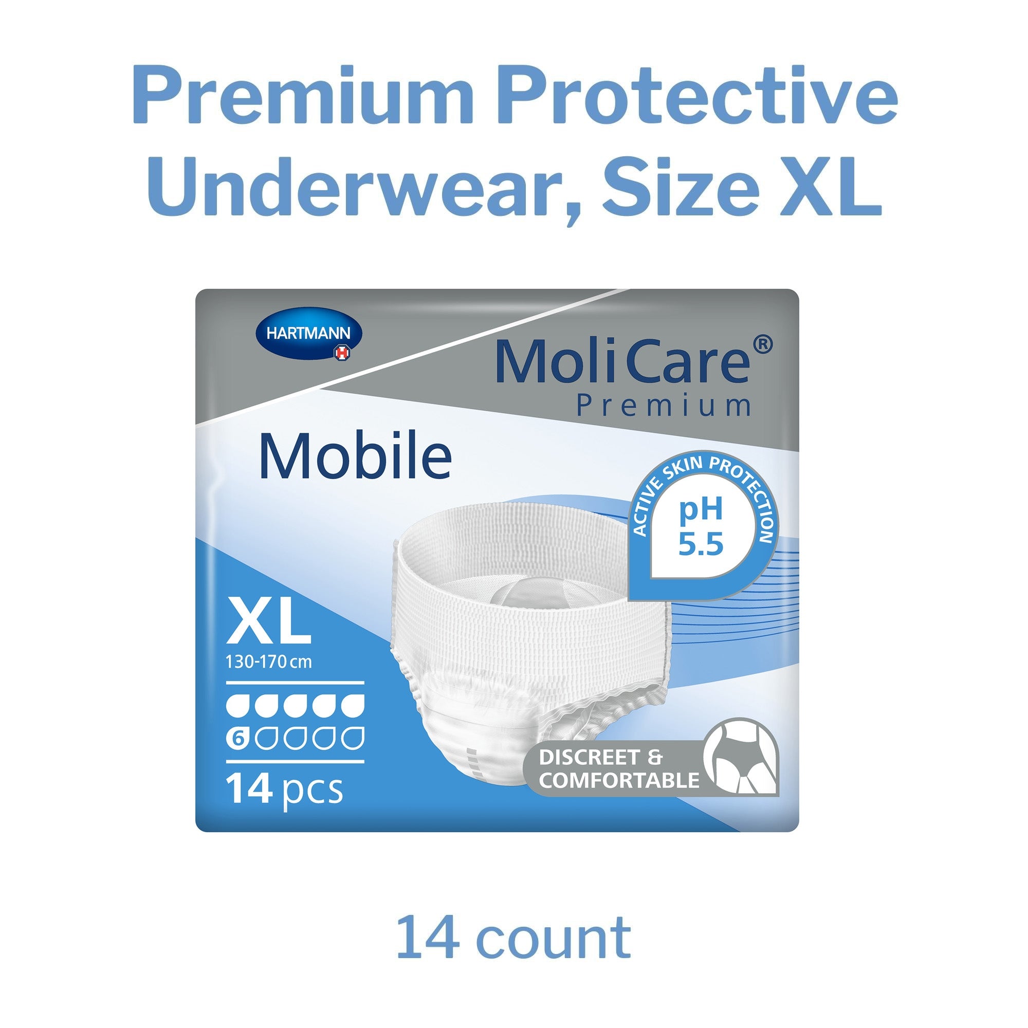 Unisex Adult Absorbent Underwear MoliCare Premium Mobile 6D Pull On with Tear Away Seams X-Large Disposable Moderate Absorbency, Packaging Type- Case