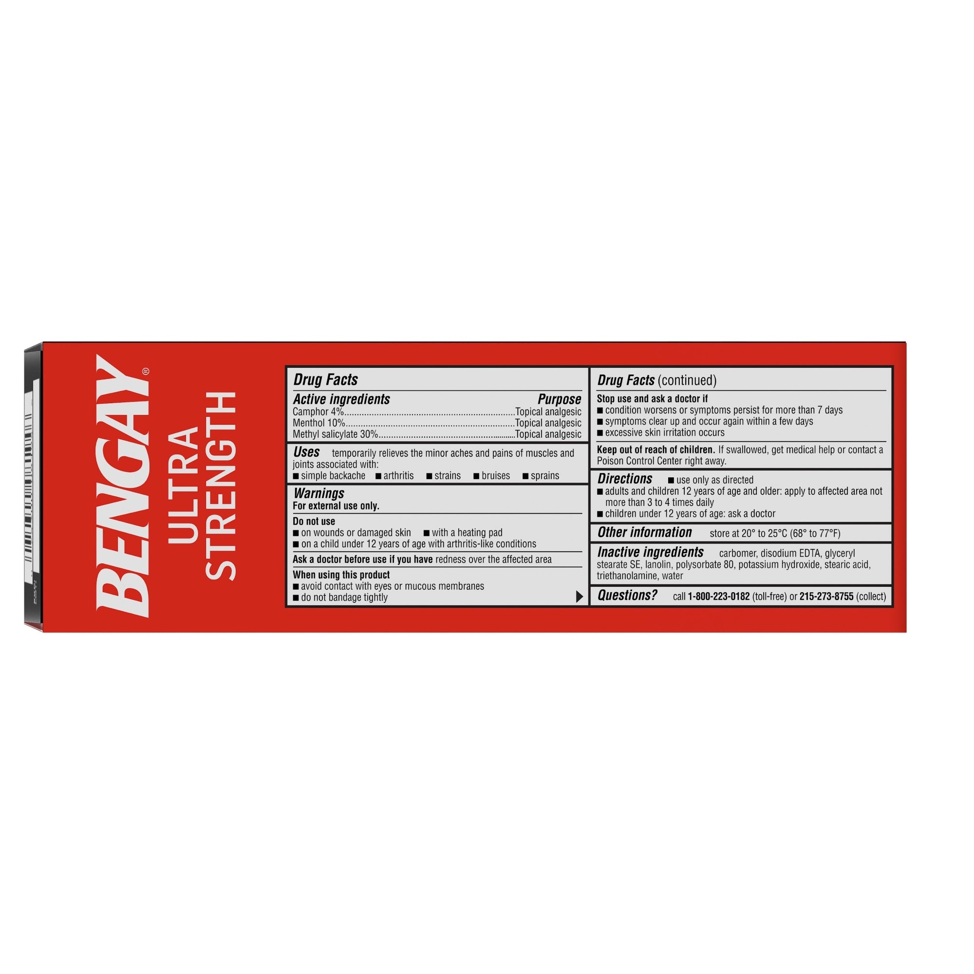 Topical Pain Relief Bengay Ultra Strength 30% - 10% - 4% Strength Camphor / Menthol / Methyl Salicylate Cream 4 oz.,Packaging Type- Each