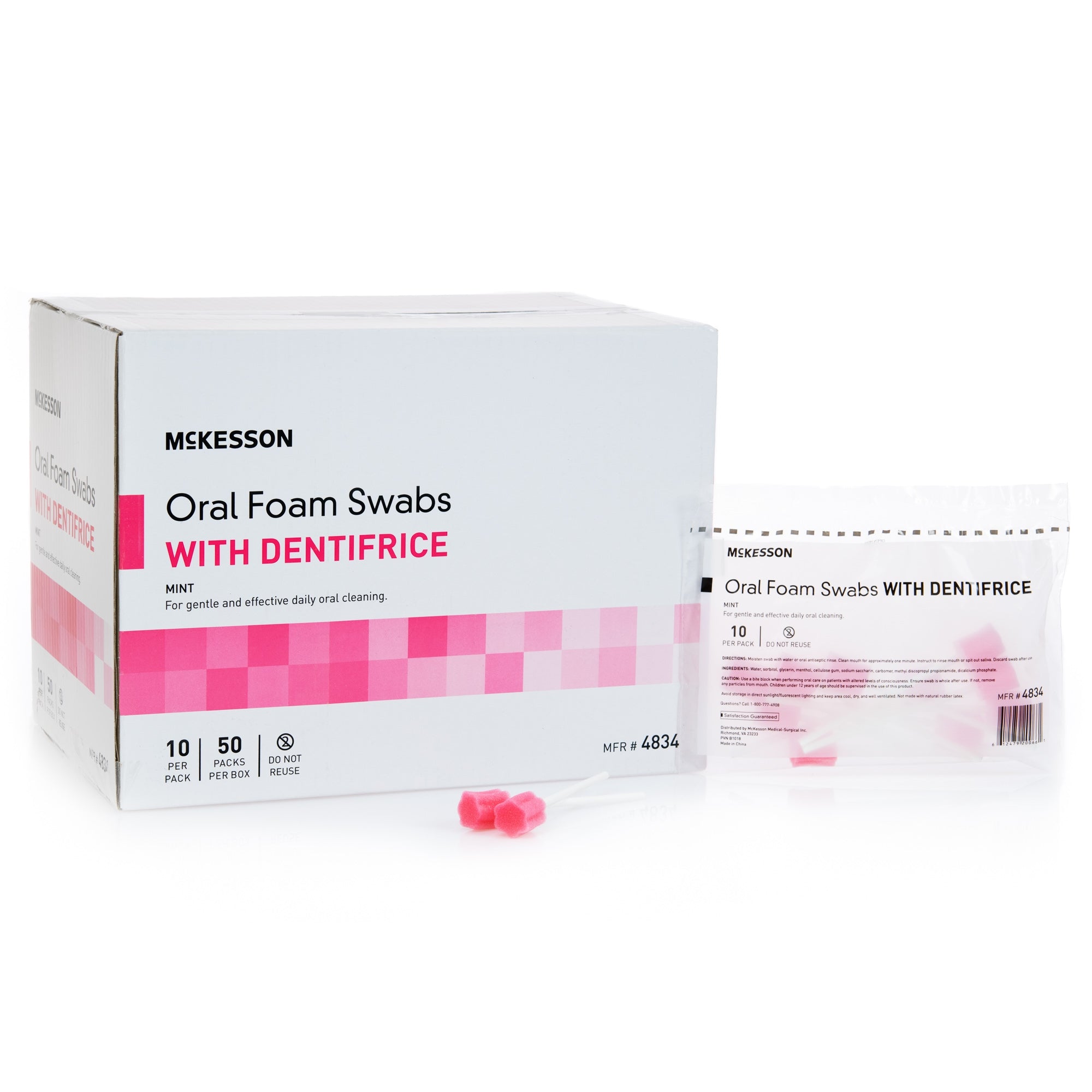 Oral Swab McKesson Dentifrice Foam Tip 10 per Pack, Packaging Type- Case