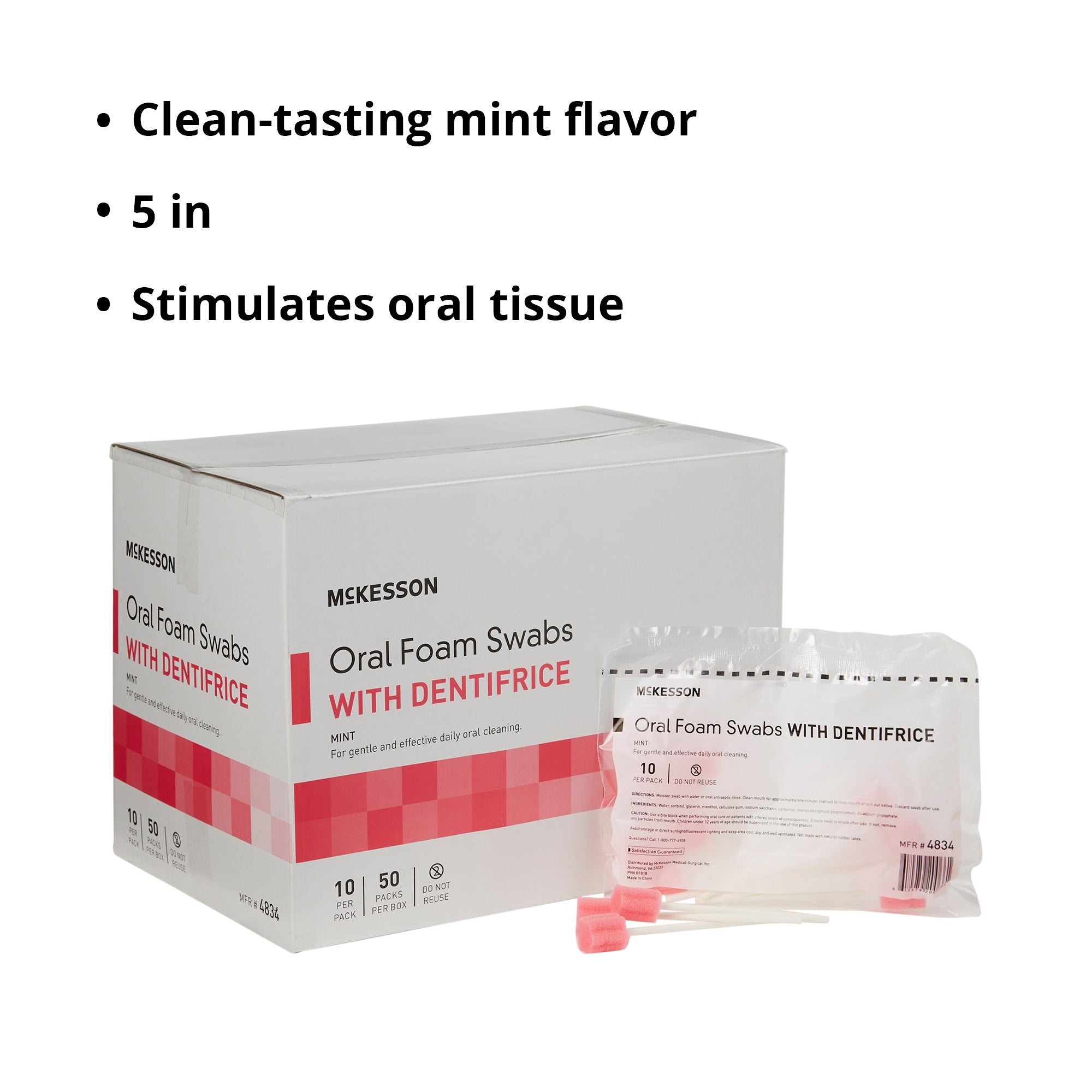 Oral Swab McKesson Dentifrice Foam Tip 10 per Pack, Packaging Type- Case
