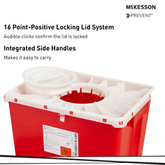 Sharps Container McKesson Prevent Red Base 24-3/5 H X 17-3/10 W X 13 L Inch Vertical Entry 18 Gallon, Packaging Type- Case