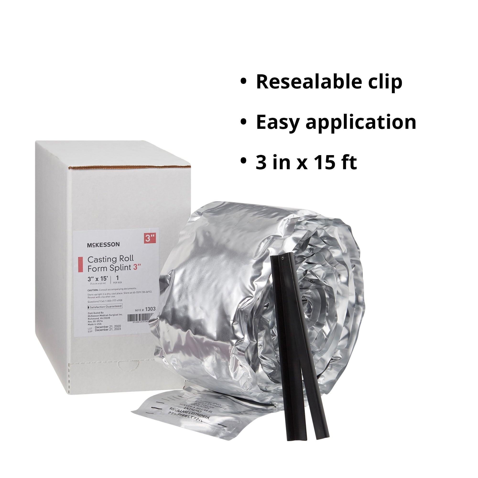 Padded Splint Roll McKesson 3 Inch X 15 Foot Fiberglass White, Packaging Type- Box