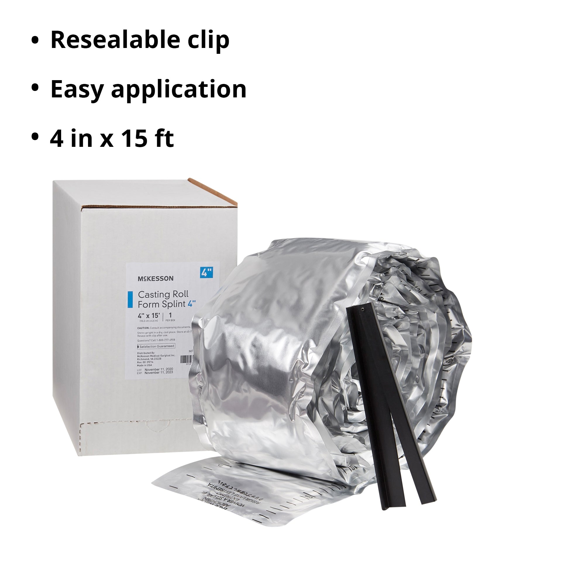 Padded Splint Roll McKesson 4 Inch X 15 Foot Fiberglass White, Packaging Type- Box