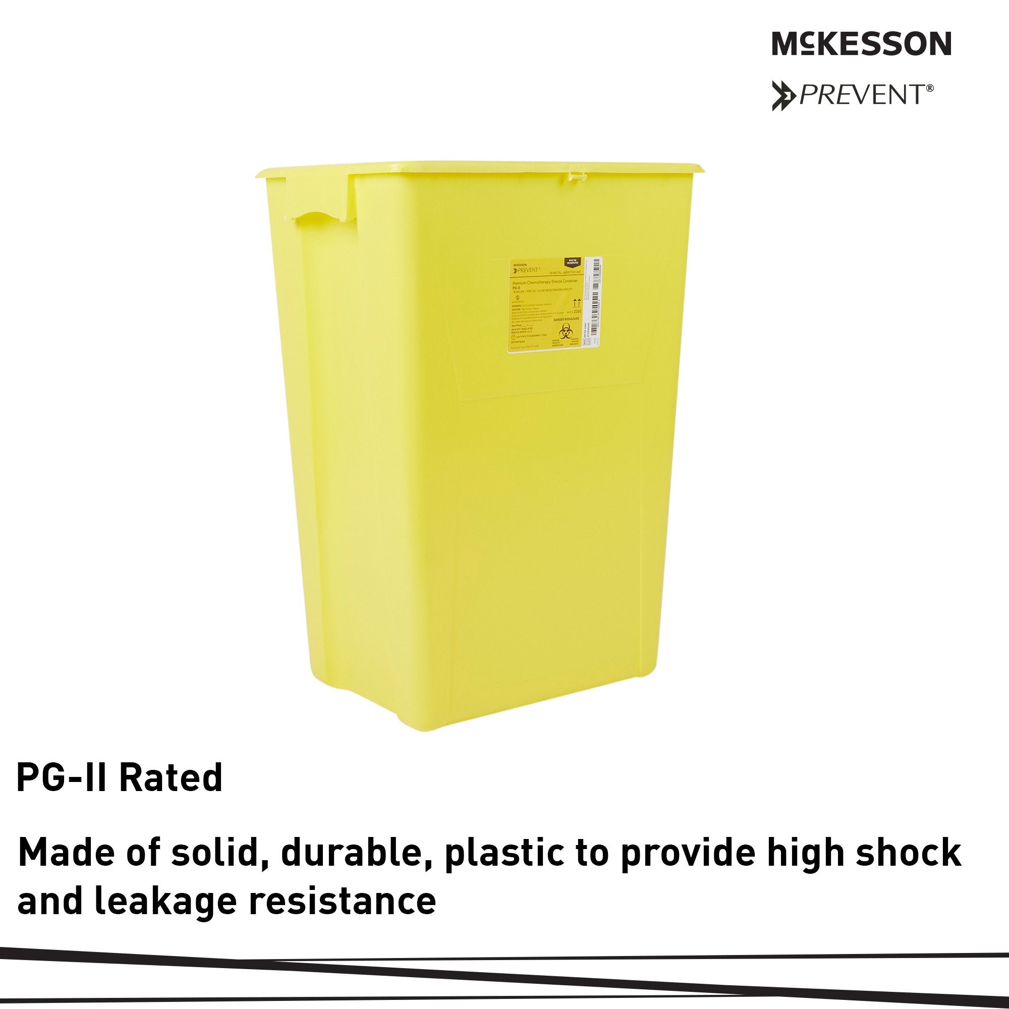 Chemotherapy Waste Container McKesson Prevent Yellow Base 24-3/5 H X 17-3/10 W X 13 L Inch Vertical Entry 18 Gallon,Packaging Type- Each