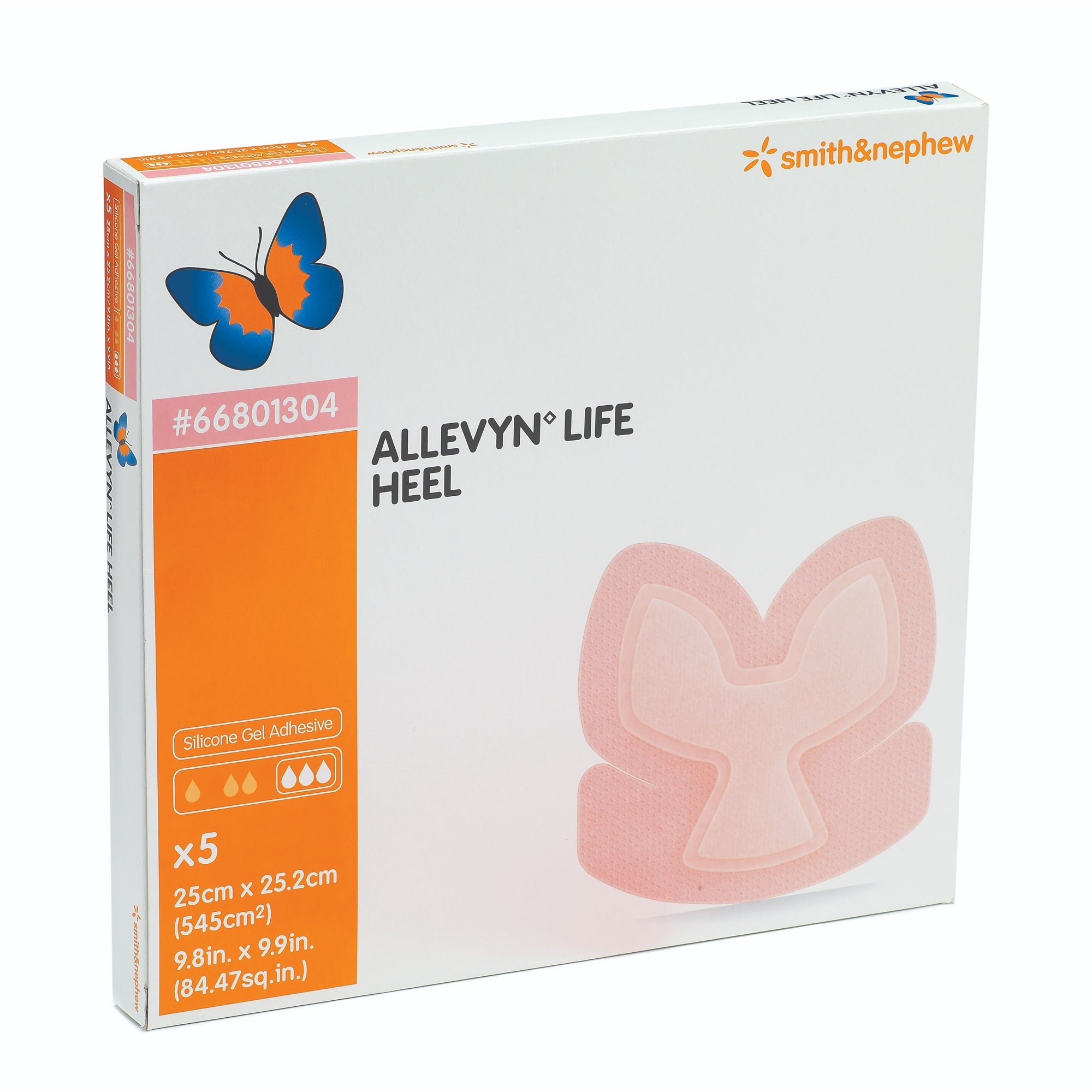 Foam Dressing Allevyn Life 9-4/5 X 9-9/10 Inch With Border Film Backing Silicone Gel Adhesive Heel Sterile,Packaging Type- Box