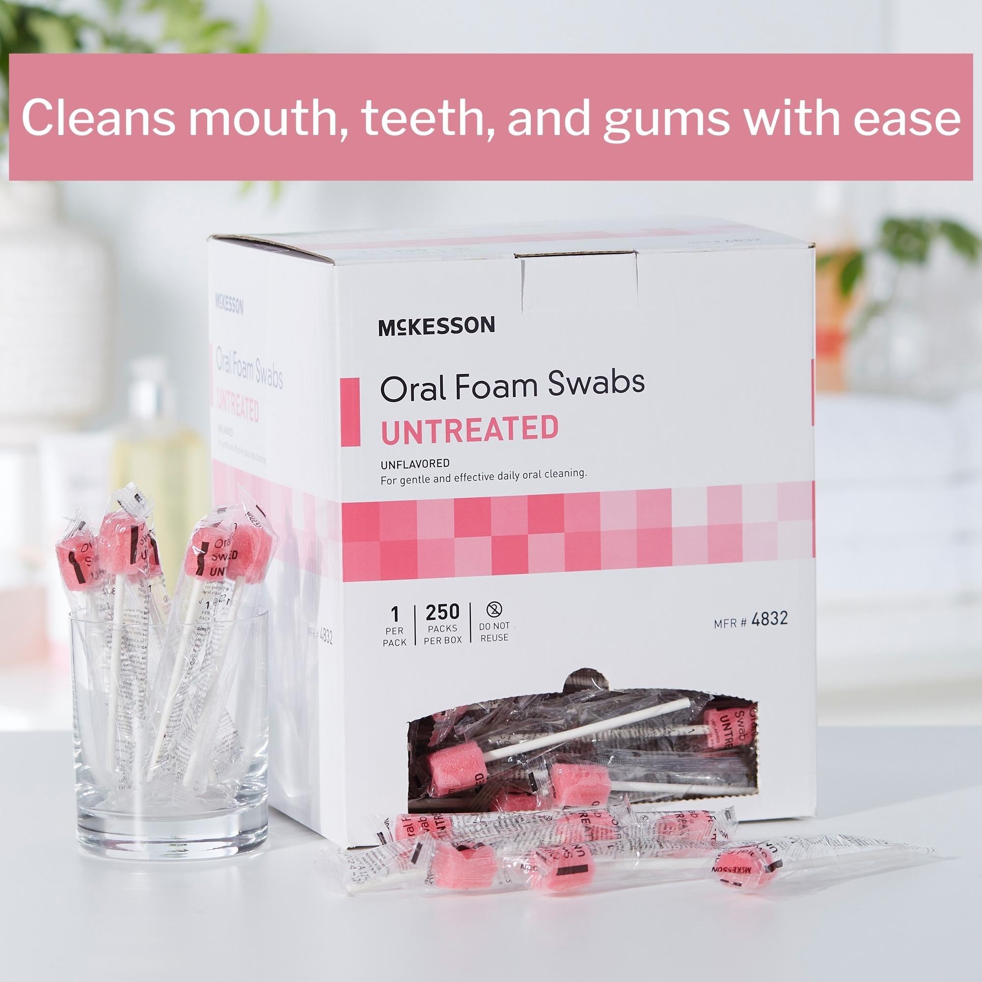 Oral Swab McKesson Untreated Foam Tip 1 per Pack, Packaging Type- Box