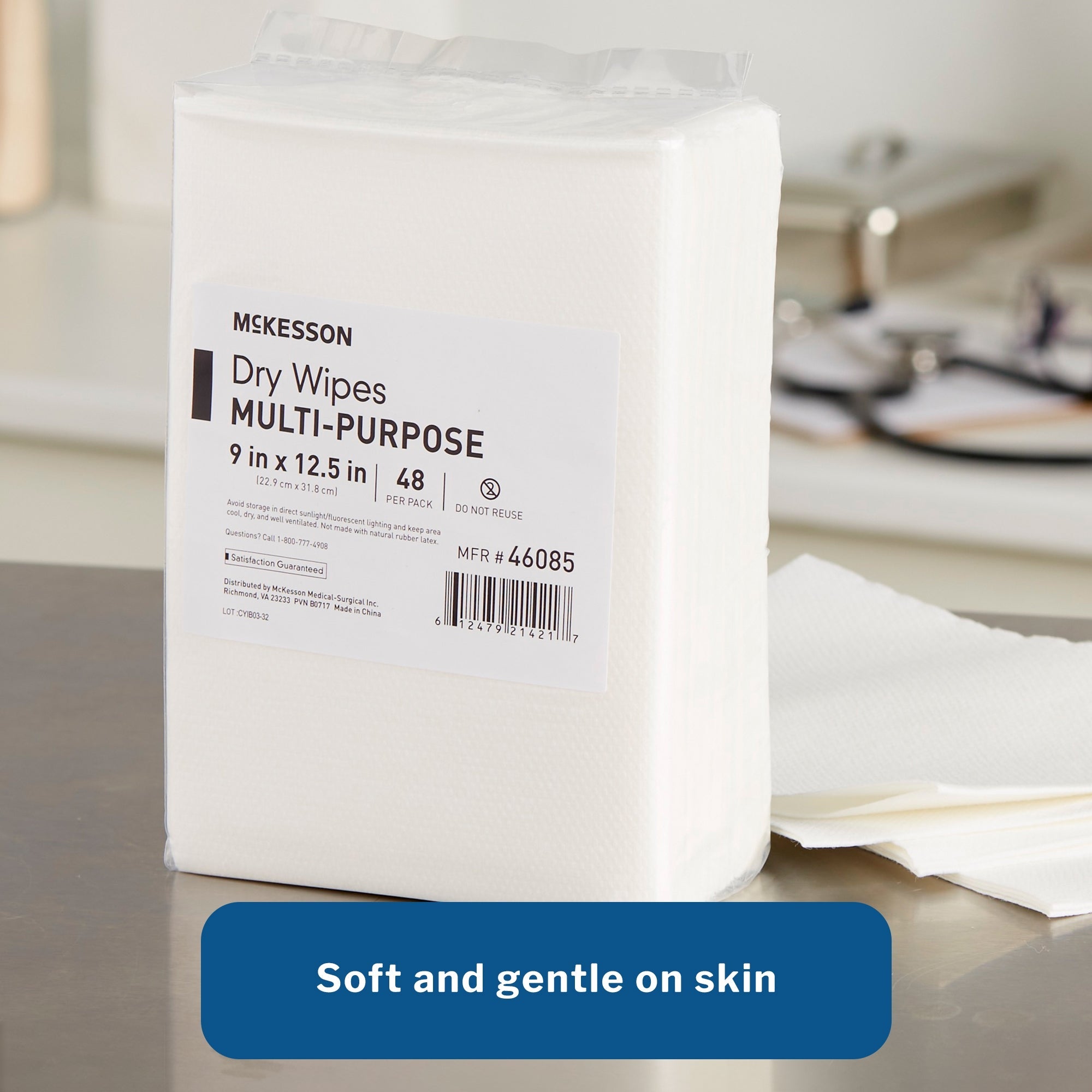 Toallita de trabajo McKesson de uso medio blanca, no estéril, desechable, 9 x 12-1/2 pulgadas, tipo de embalaje: caja