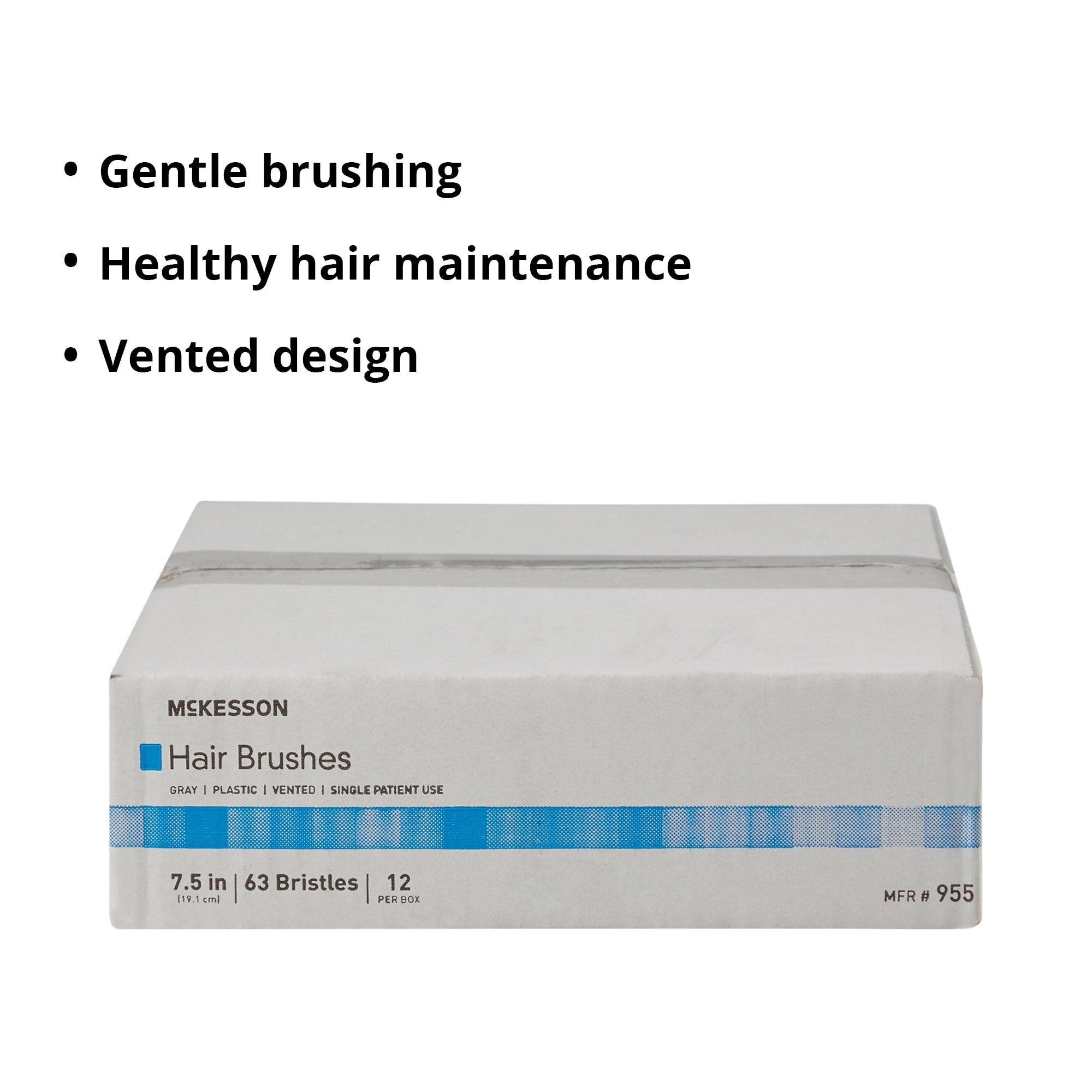 Hairbrush McKesson Plastic Bristles 7.7 Inch, Packaging Type- Each