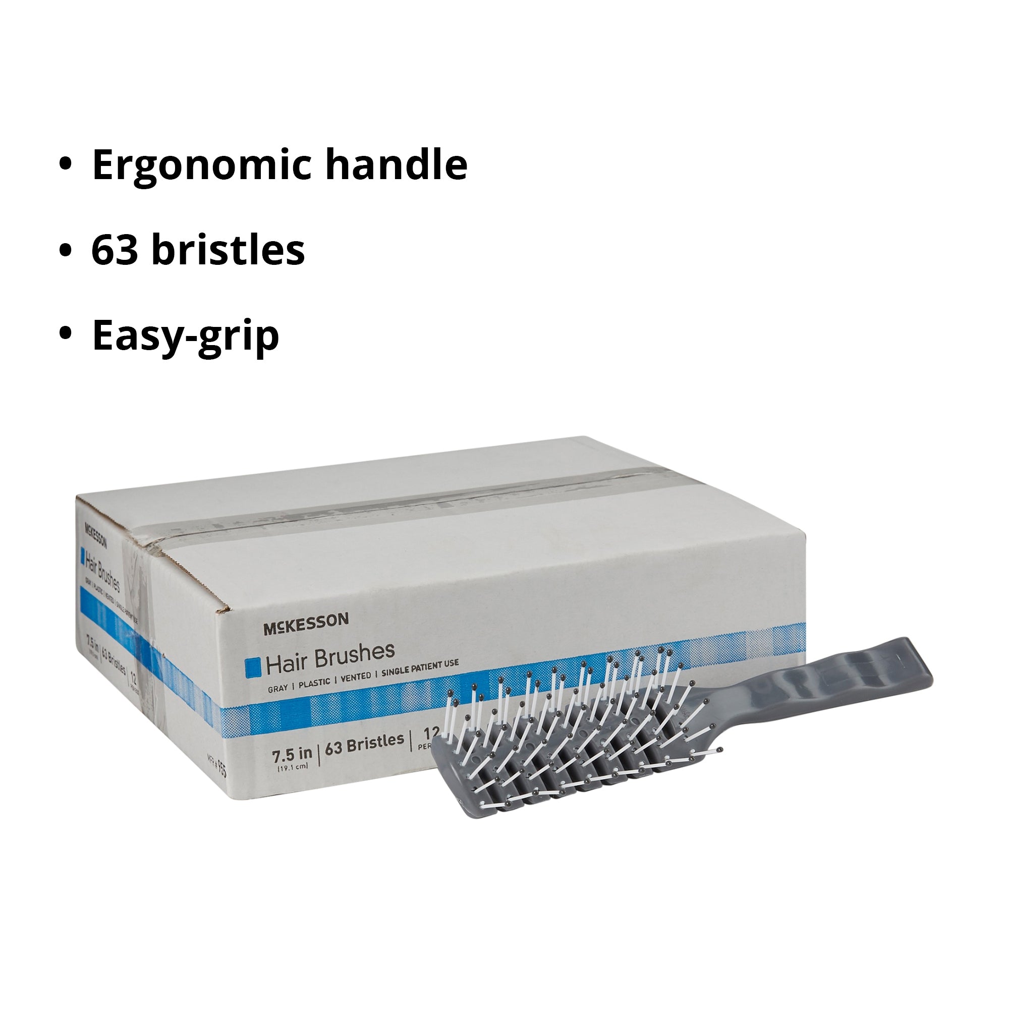 Hairbrush McKesson Plastic Bristles 7.7 Inch, Packaging Type- Each