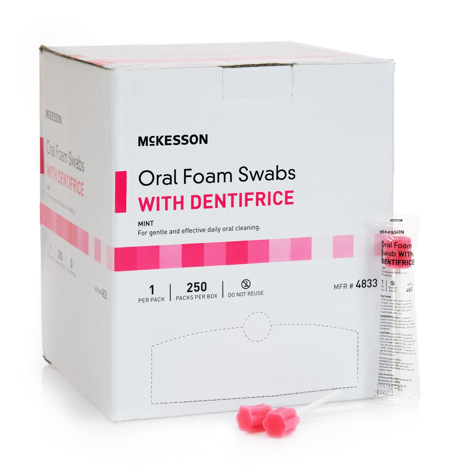 Oral Swab McKesson Dentifrice Foam Tip 1 per Pack, Packaging Type- Case