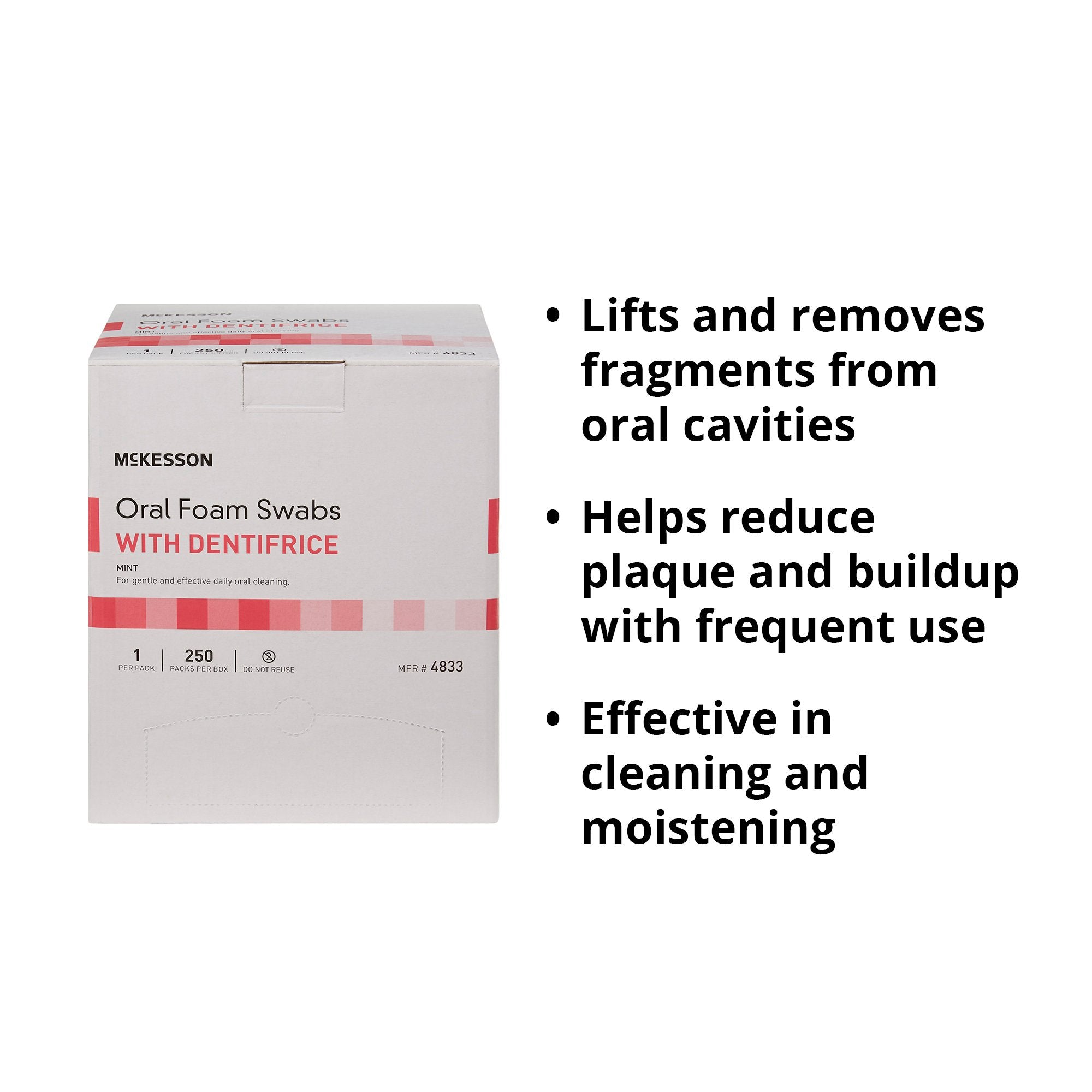 Oral Swab McKesson Dentifrice Foam Tip 1 per Pack, Packaging Type- Case