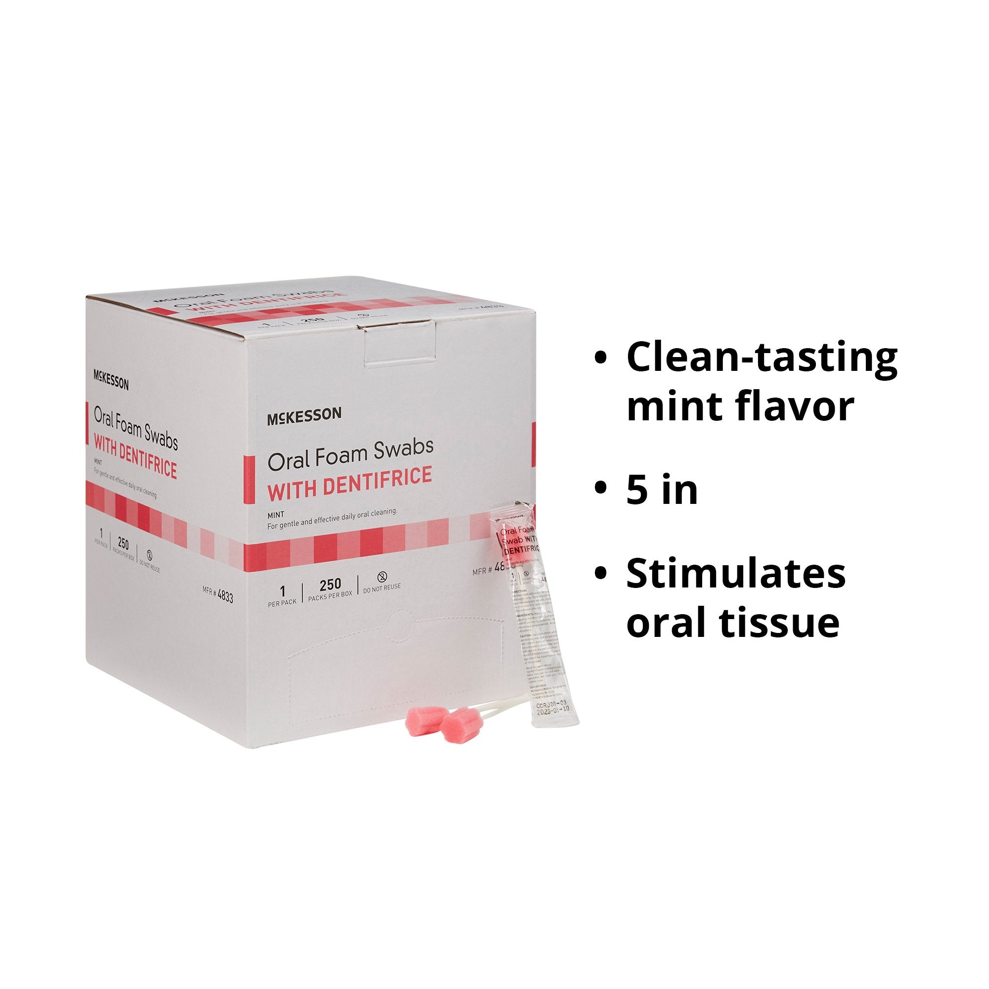 Oral Swab McKesson Dentifrice Foam Tip 1 per Pack, Packaging Type- Case