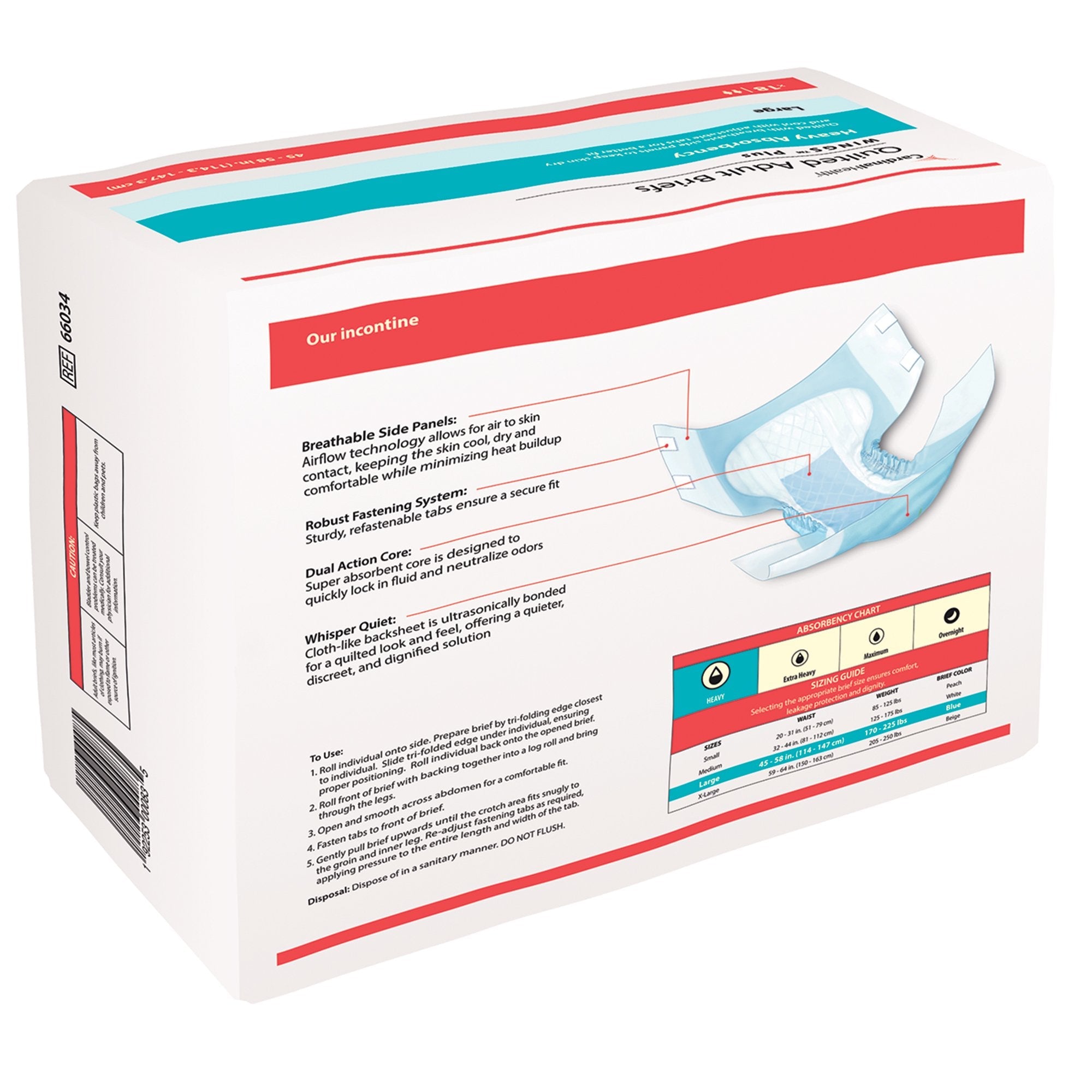 Unisex Adult Incontinence Brief Wings Plus Quilted Large Disposable Heavy Absorbency, Packaging Type- Case